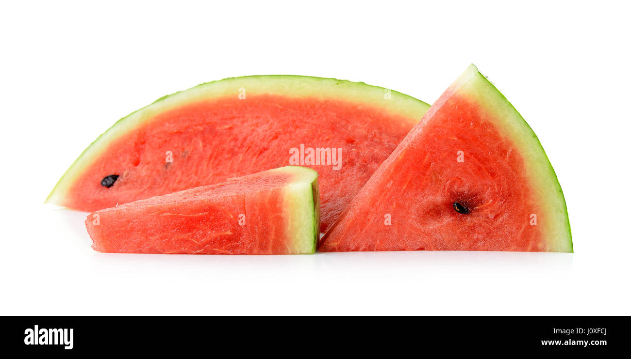 Sliced ripe watermelon isolated on white background Stock Photo - Alamy