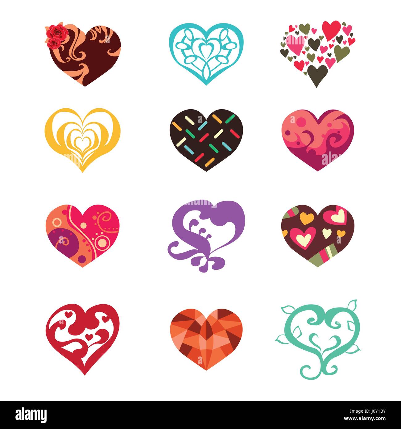 A vector illustration of heart icon sets Stock Vector Image & Art - Alamy