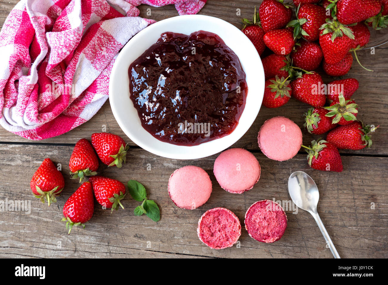 Homemade organic red strawberry jam and cookies Stock Photo - Alamy