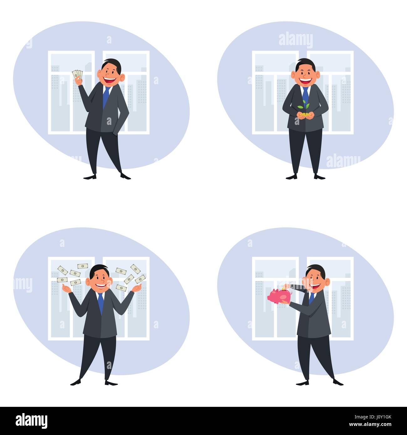 A vector illustration of business and finance icon sets Stock Vector