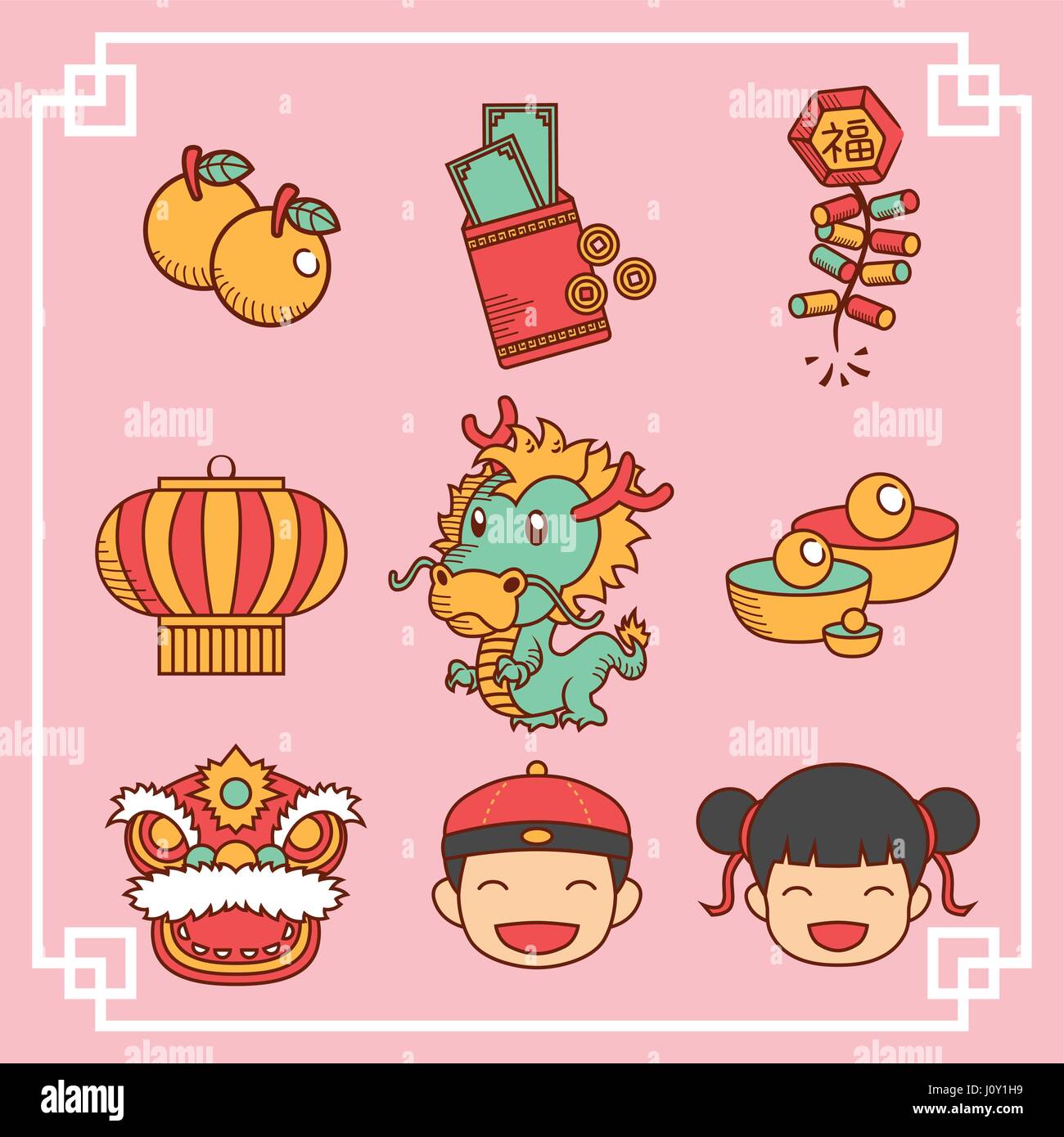 chinese new year icon set