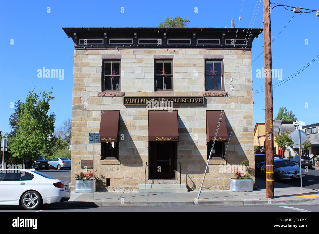 Pfeiffer Building, oldest stone building surviving in Napa, California, built 1875 Stock Photo
