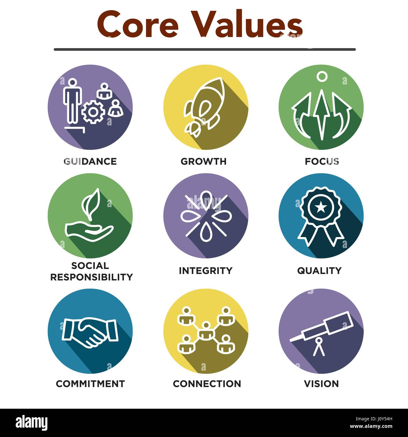 Company Core Values Outline Icons for sites or Infographics Stock