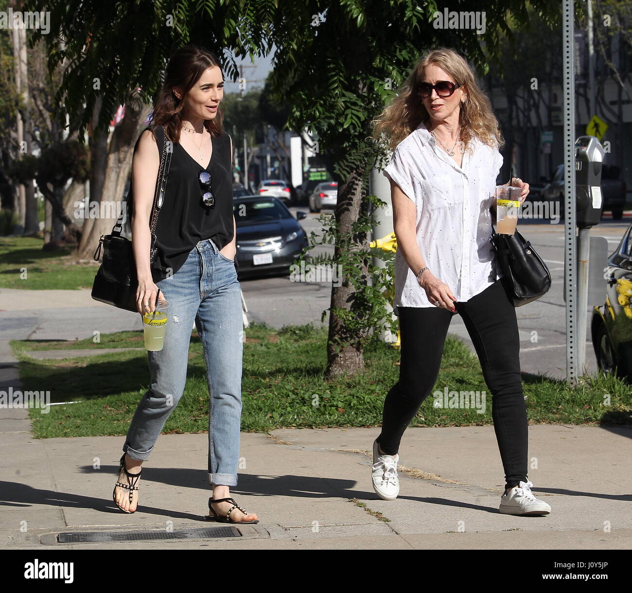 Lily Collins Leaves Lemonade With Her Mother Jill Featuring Lily Collins Jill Tavelman Where West Hollywood California United States When 16 Mar 2017 Stock Photo Alamy