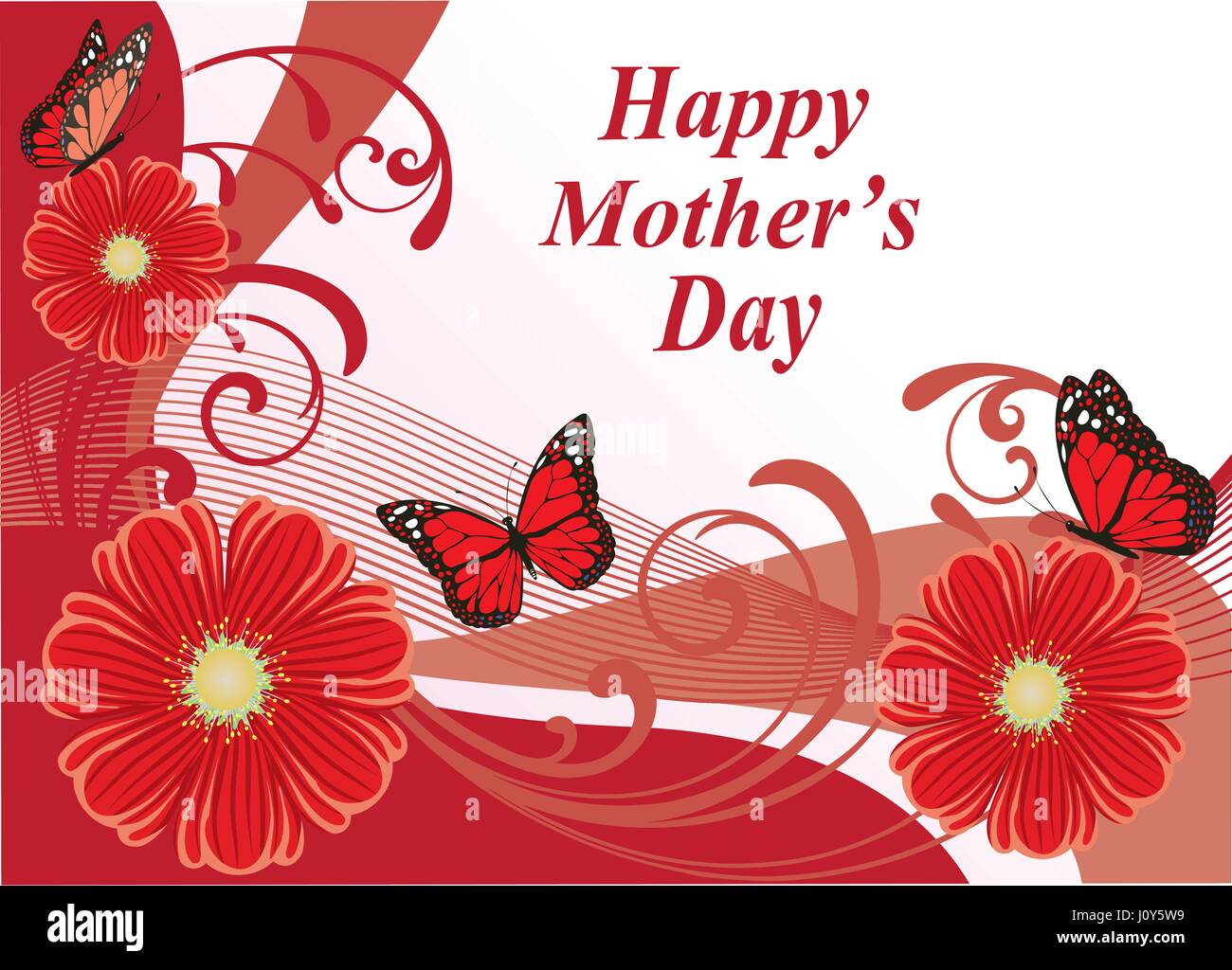 Download vector illustration of mother's day card with butterflies ...