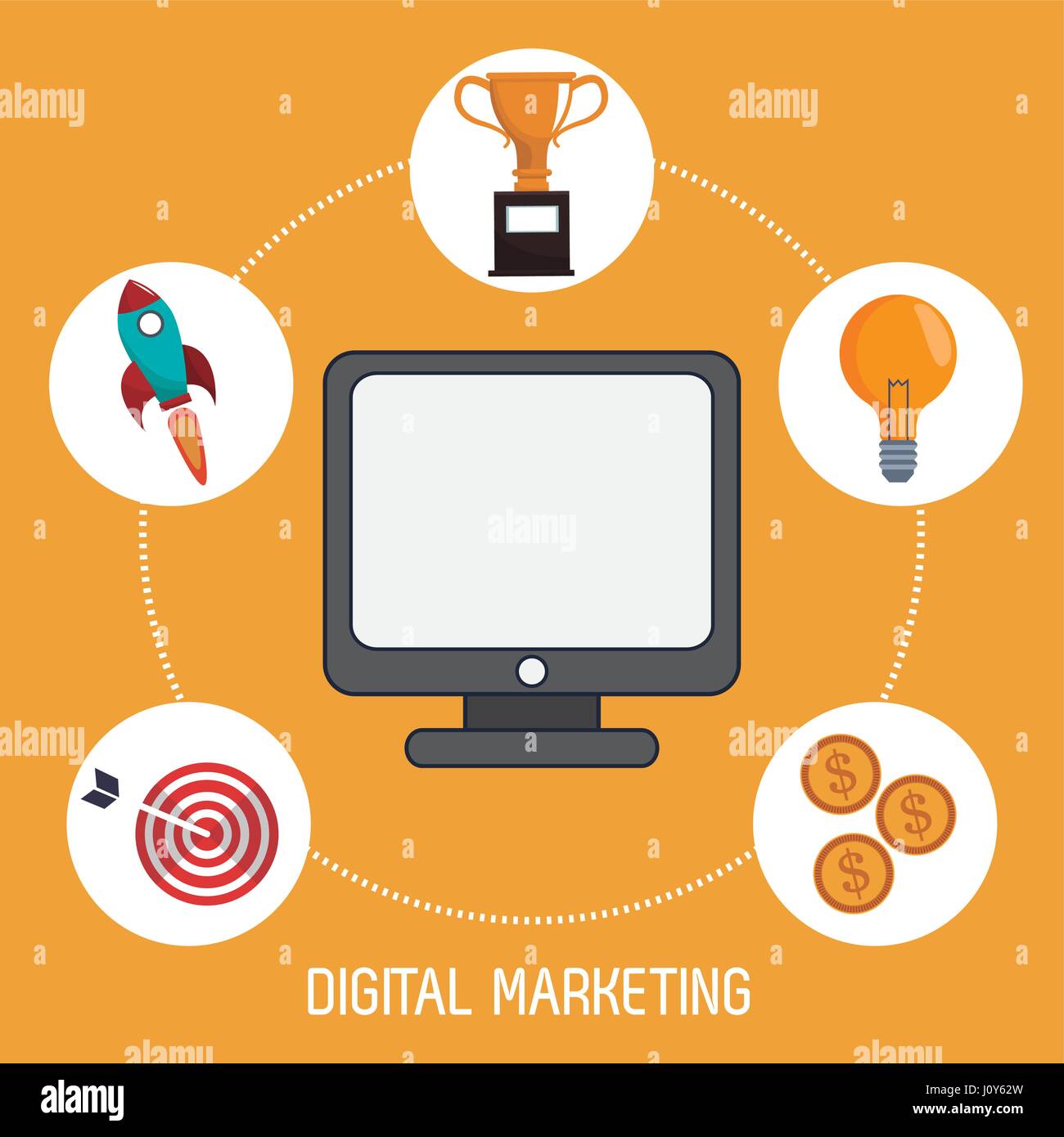 digital marketing management production image Stock Vector