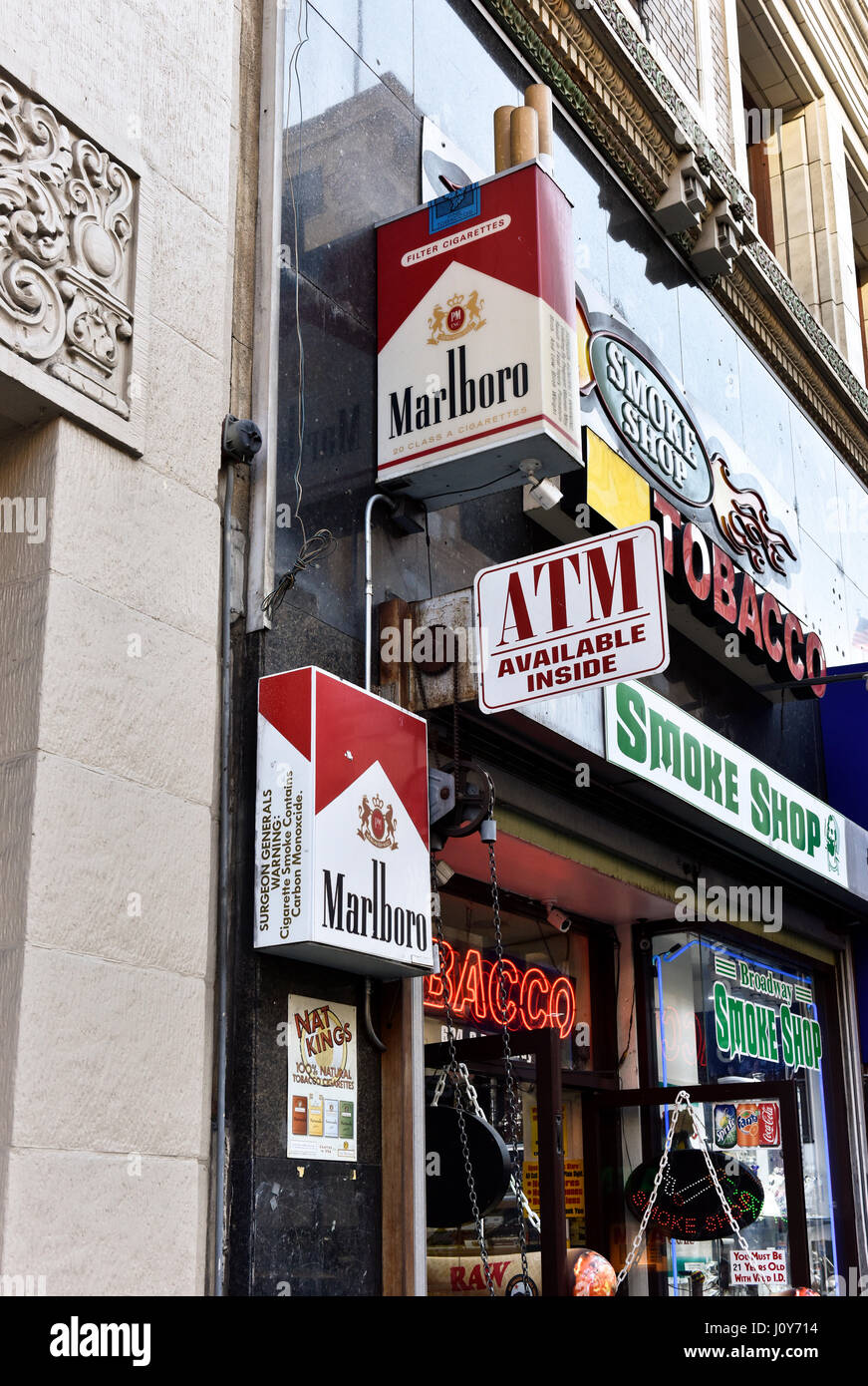 The Broadway Smoke Shop in downtown Los Angeles California Stock Photo