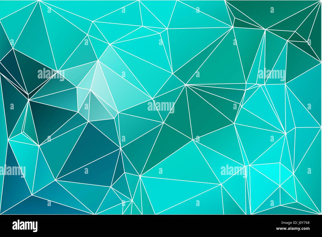 Turquoise green abstract low poly geometric background with white