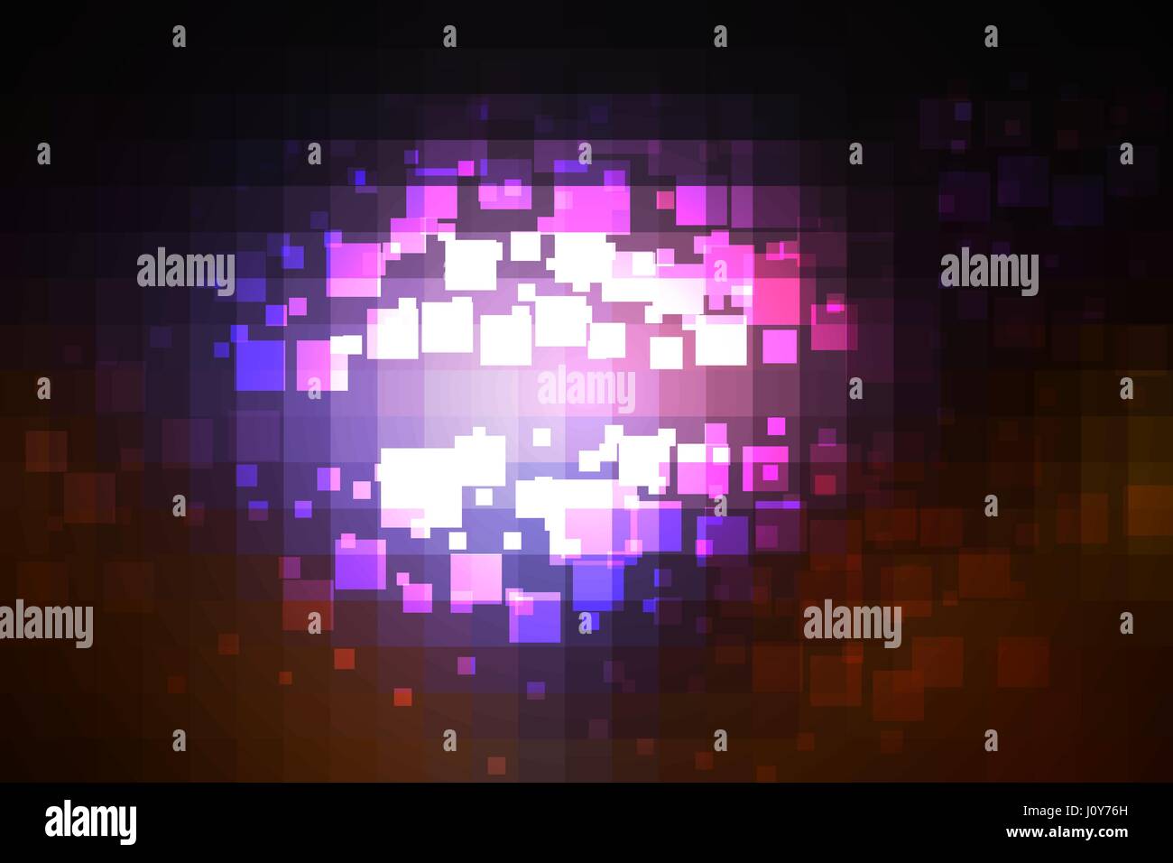 Purple brown black vector abstract glowing background with random sizes rounded corners tiles Stock Vector