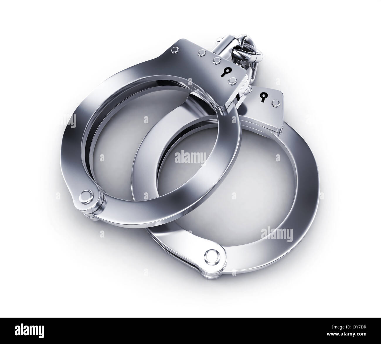 handcuffs on white background. 3d illustration Stock Photo