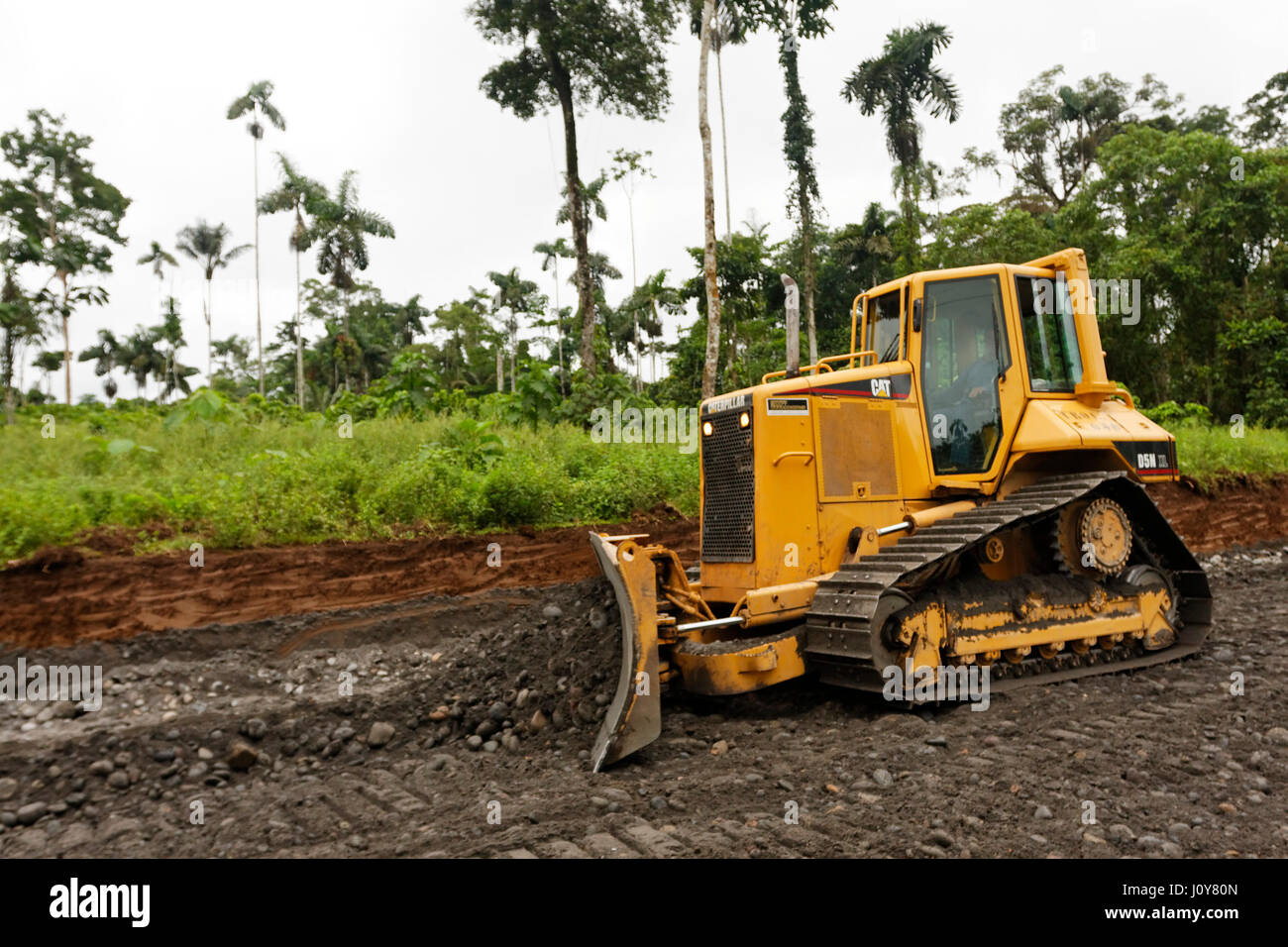 Road construction in Coca, Ecuador Stock Photo