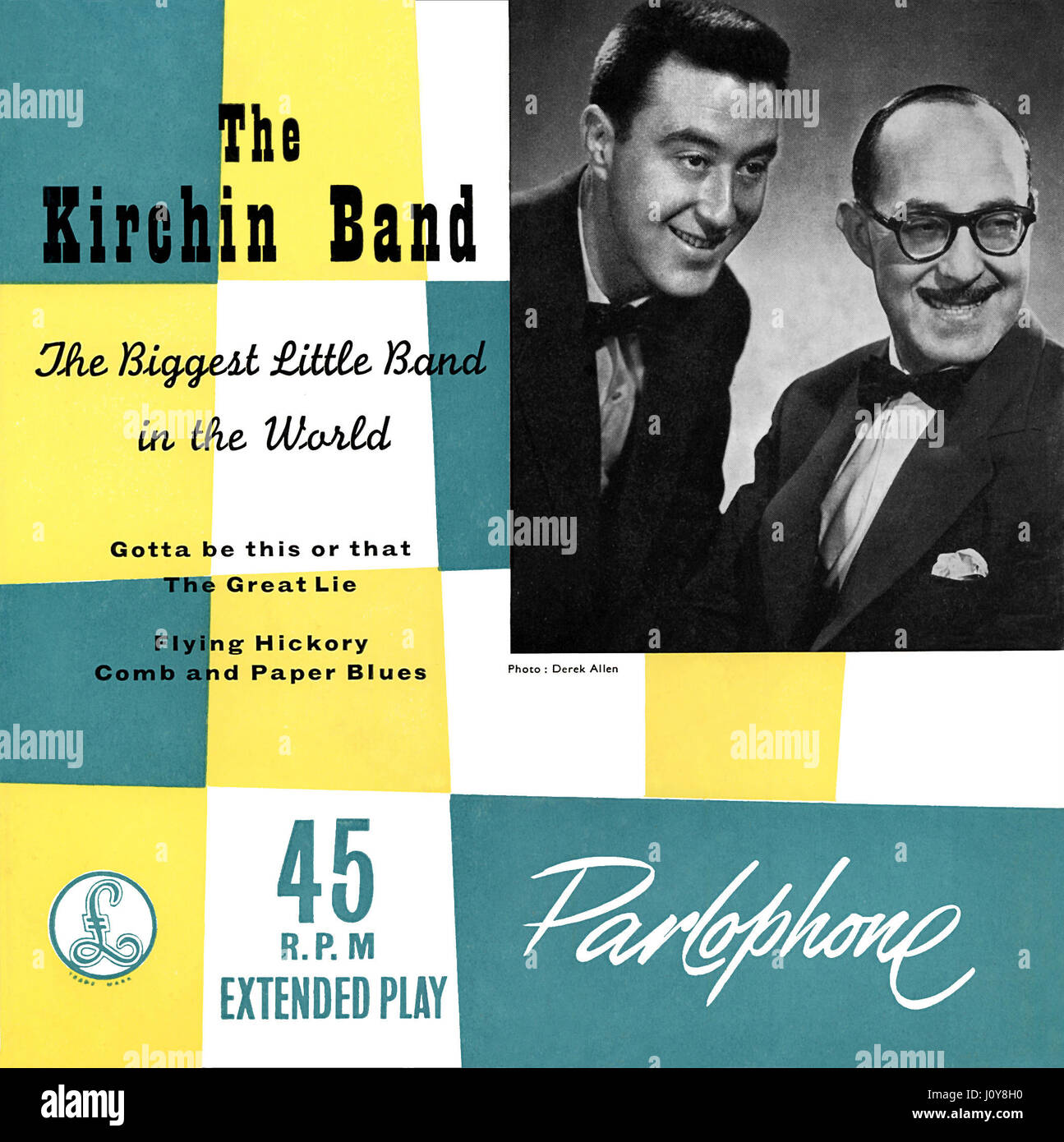 Front cover of a British E.P. vinyl record by the Kirchin Band, titled 'The Biggest Little Band In The World.' Issued in November 1955 on Parlophone Records. Stock Photo
