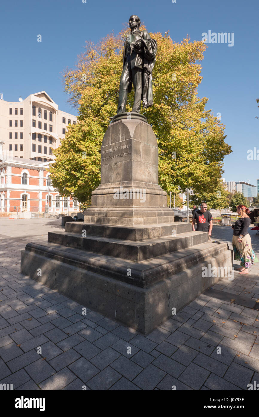 The John Robert Godley memorial statue, Christchurch, New Zealand Stock