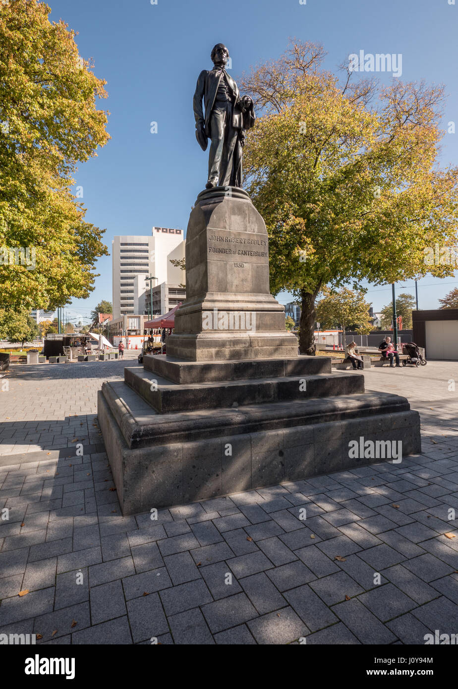 The John Robert Godley memorial statue, Christchurch, New Zealand Stock
