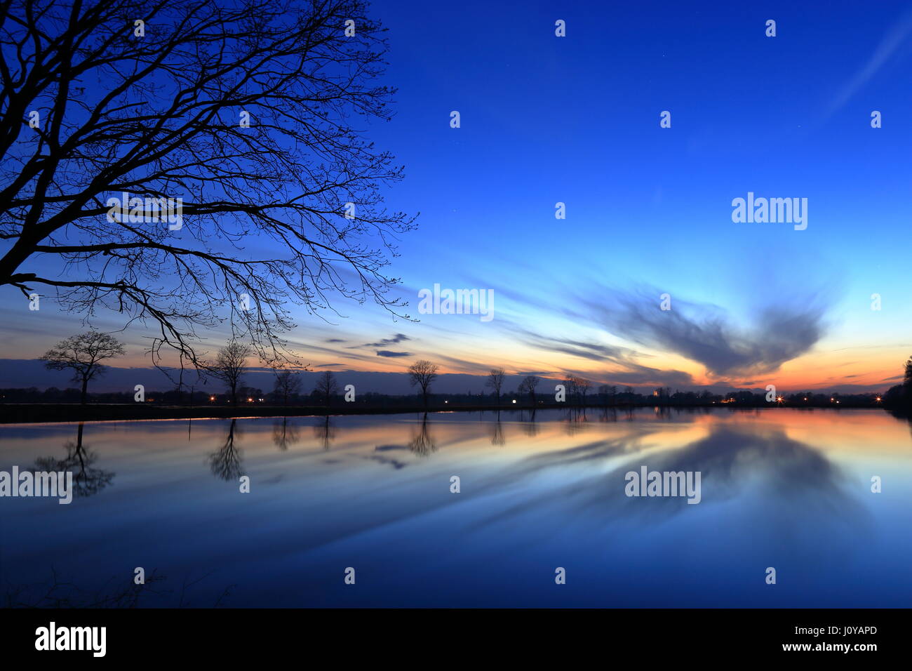 Lake after sundown. Horizon Stock Photo Alamy