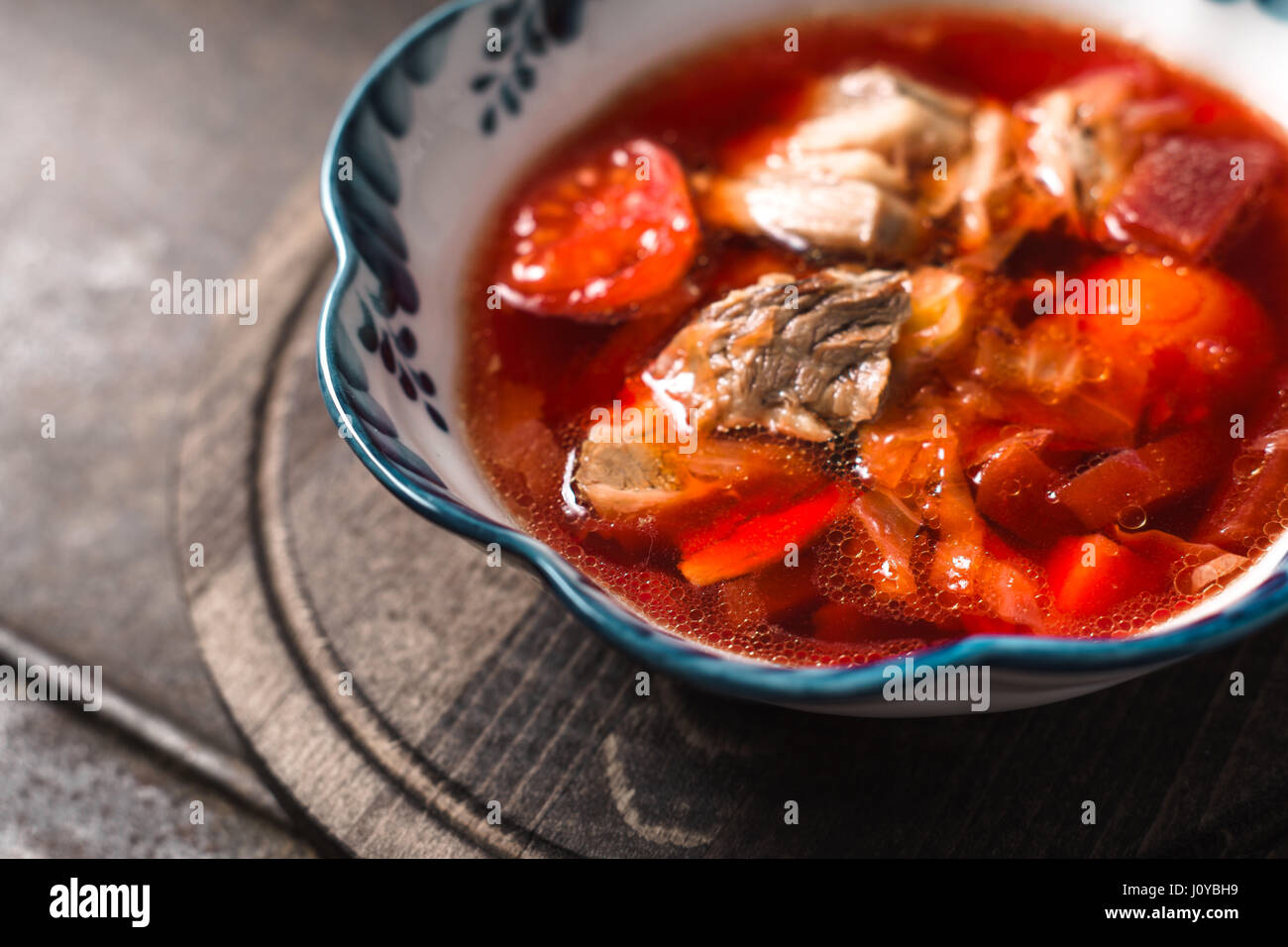 Traditional Russian and Ukrainian beetroot soup borscht  horizontal Stock Photo