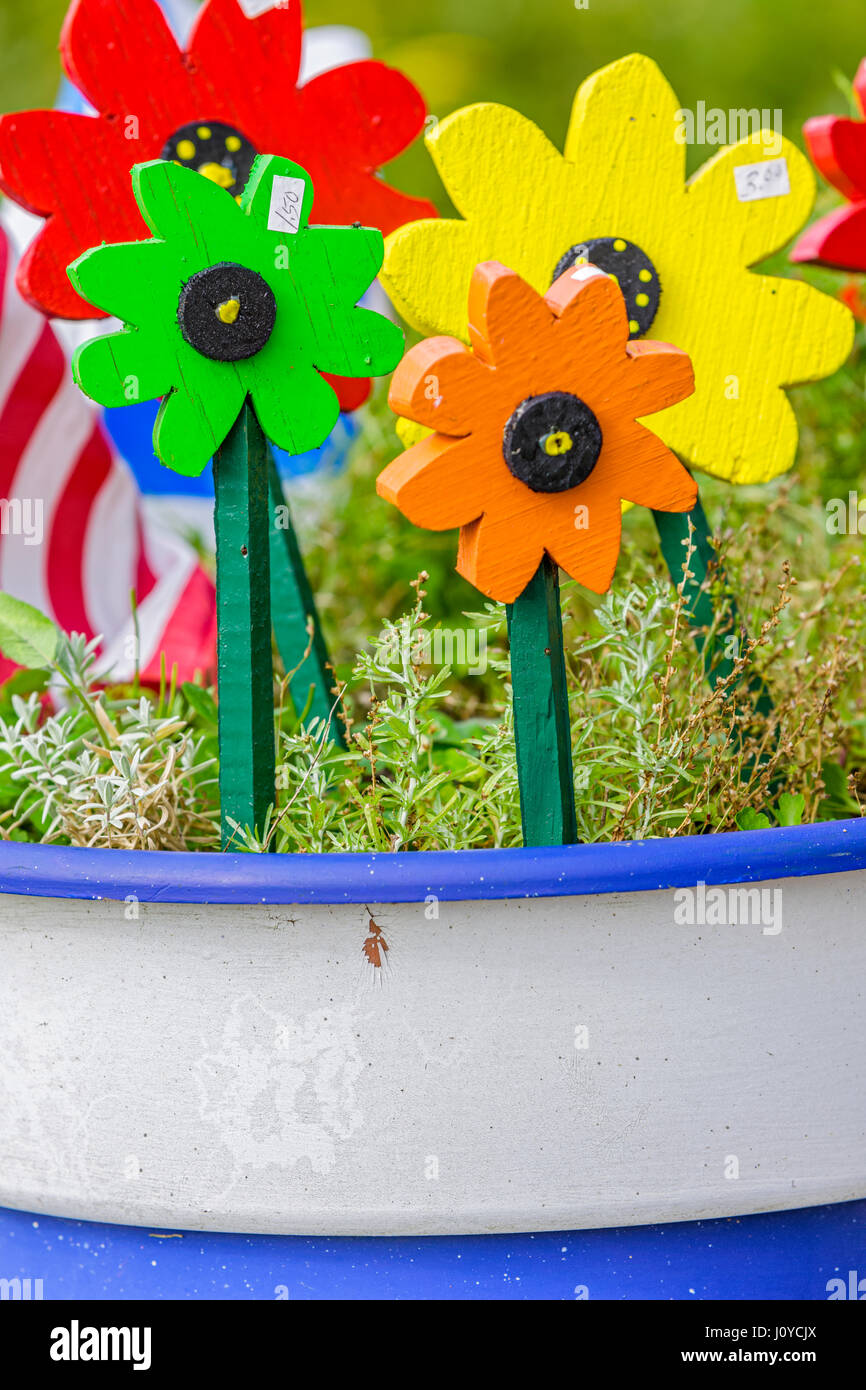 Wooden flowers in Lunenburg Nova Scotia, Canada Stock Photo Alamy