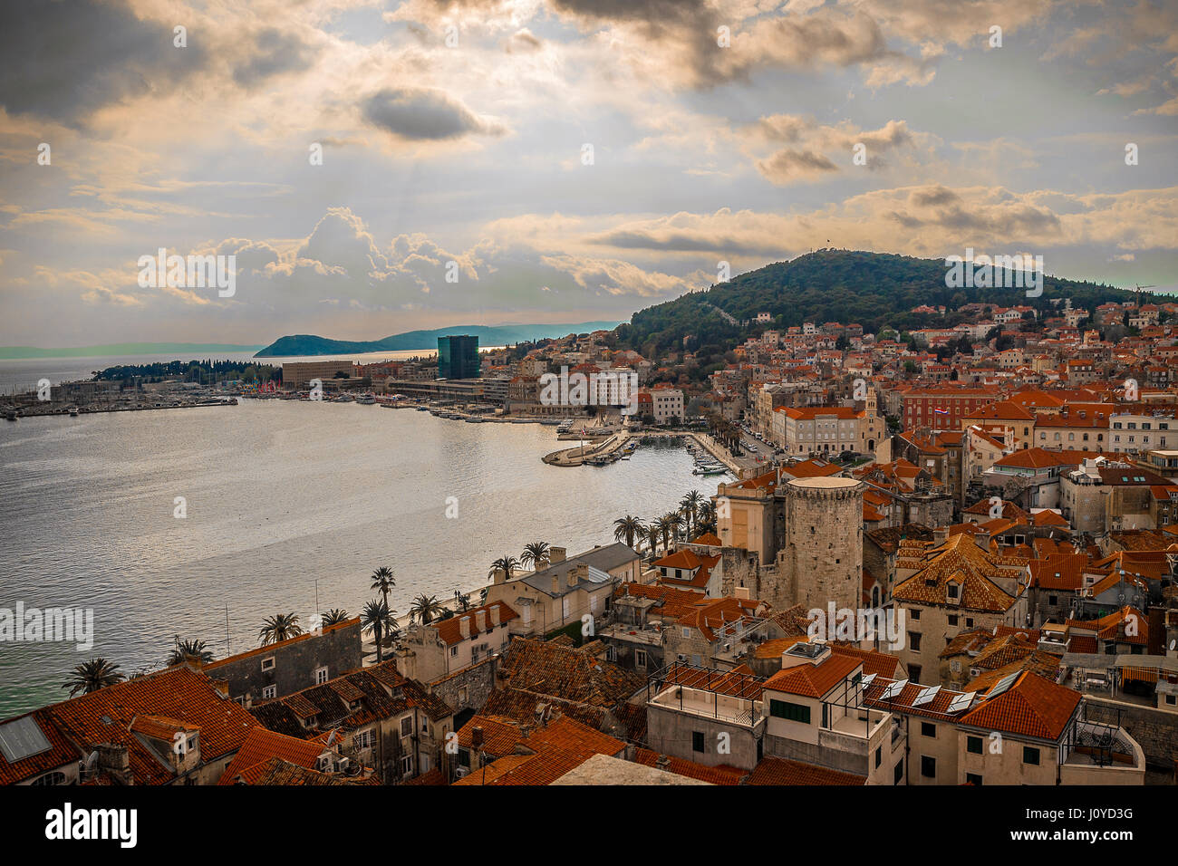 Croatia Dalmatia Split view from Bell Tower of Cathedral Stock Photo
