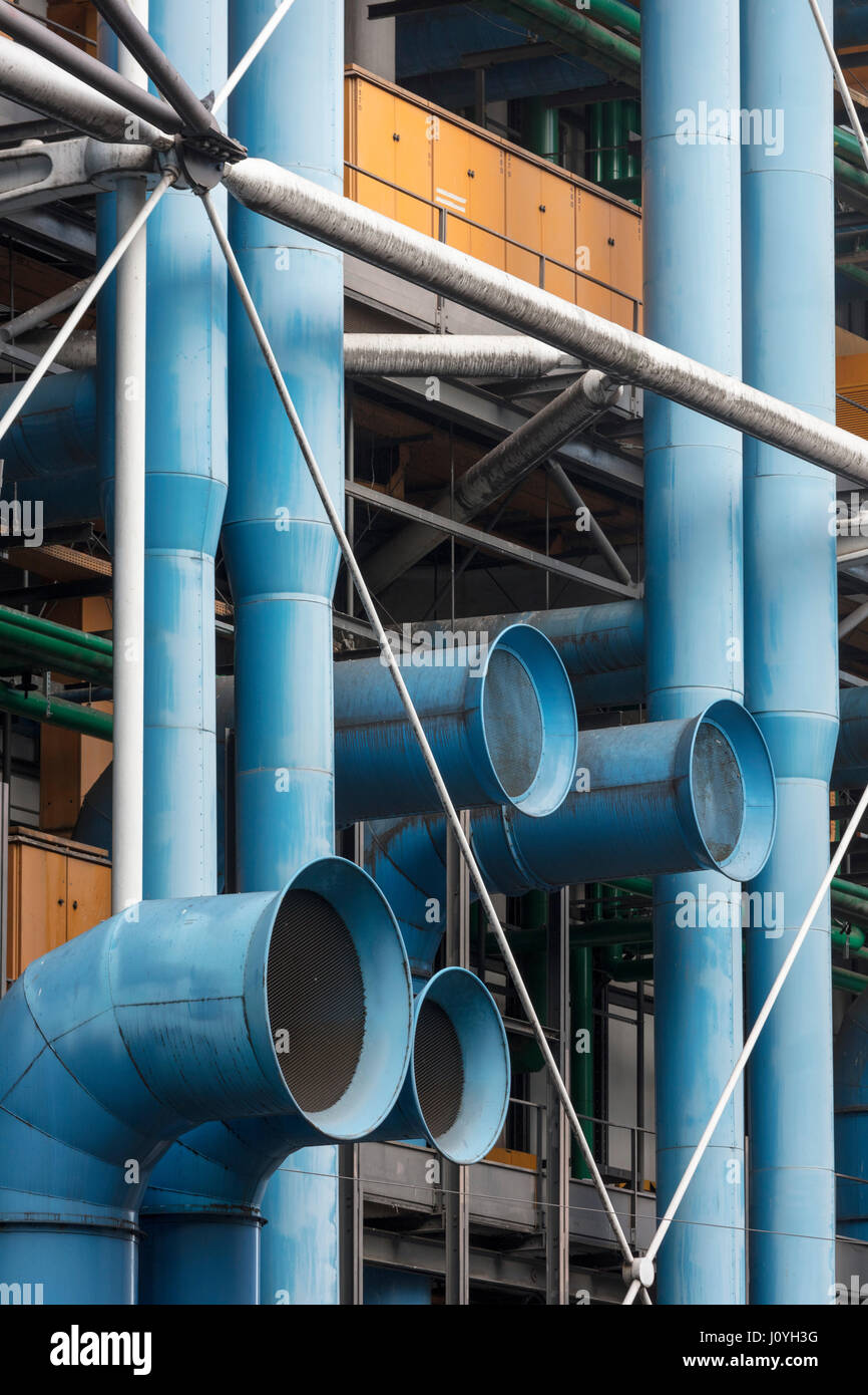 utility pipes, Centre Georges Pompidou, Paris, France Stock Photo