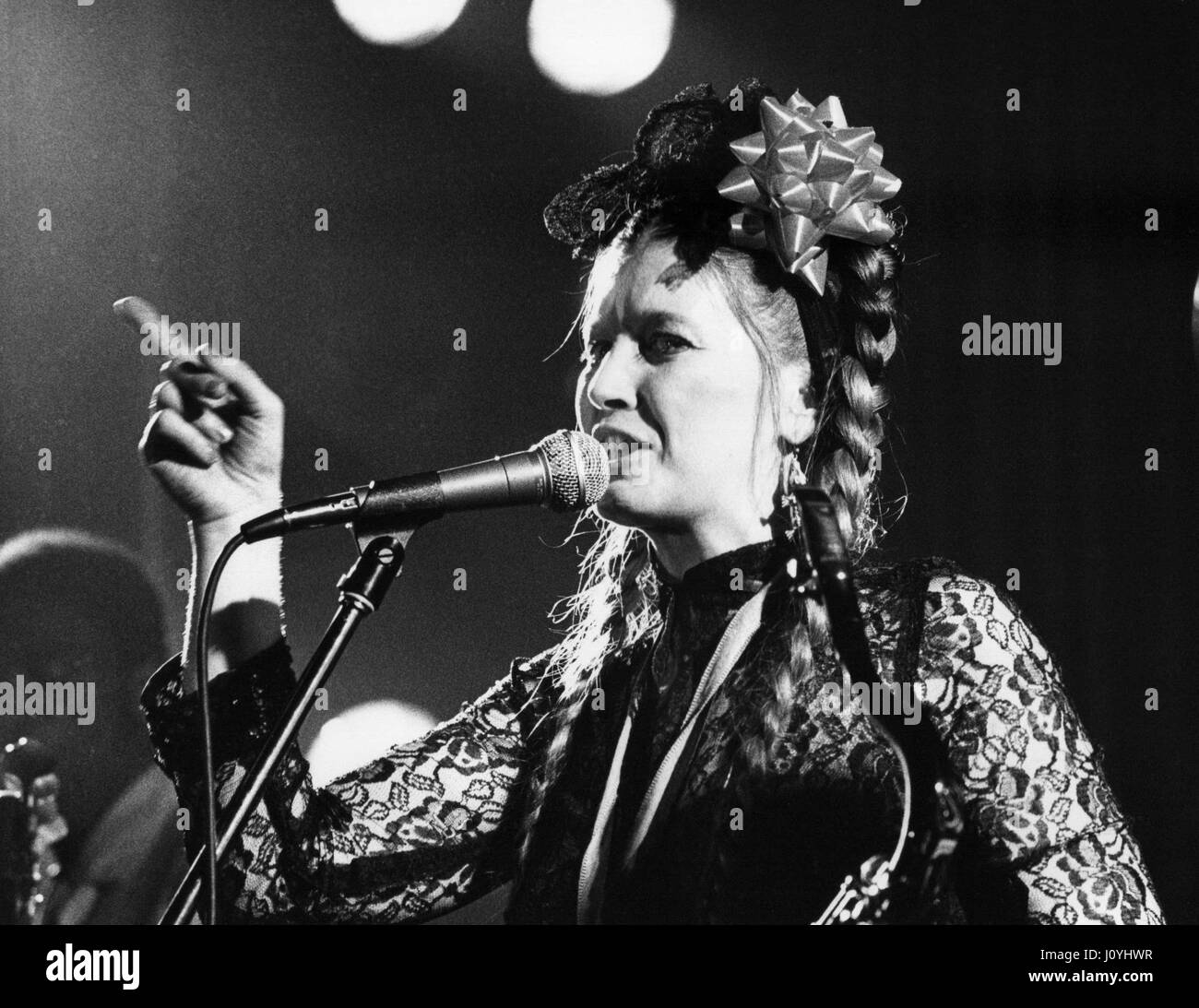 Lene Lovich, U.S. pop singer, performs live on stage in London, England on September 29, 1978. Stock Photo