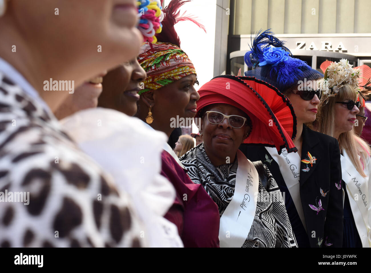 The parade is a New York tradition dating back to the mid-1800's when the social elite would parade their new fashions down Fifth Avenue after attending Easter services in one of the Fifth Avenue churches. (Photo by: Joana Toro/Pacific Press) Stock Photo