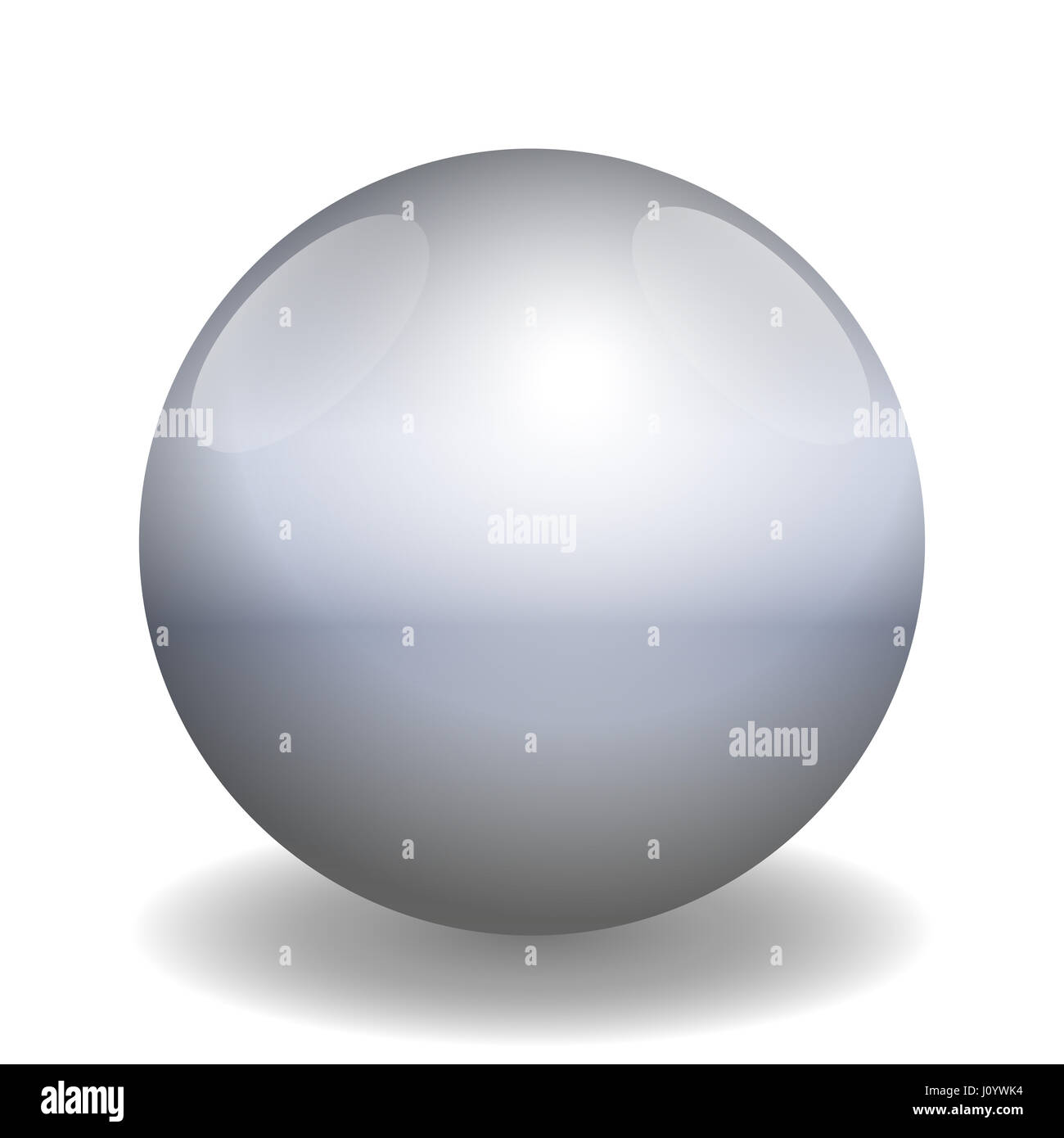 Iron ball - illustration of a single metallic glossy gray ball with reflections of light and shadow - three-dimensional on white background Stock Photo