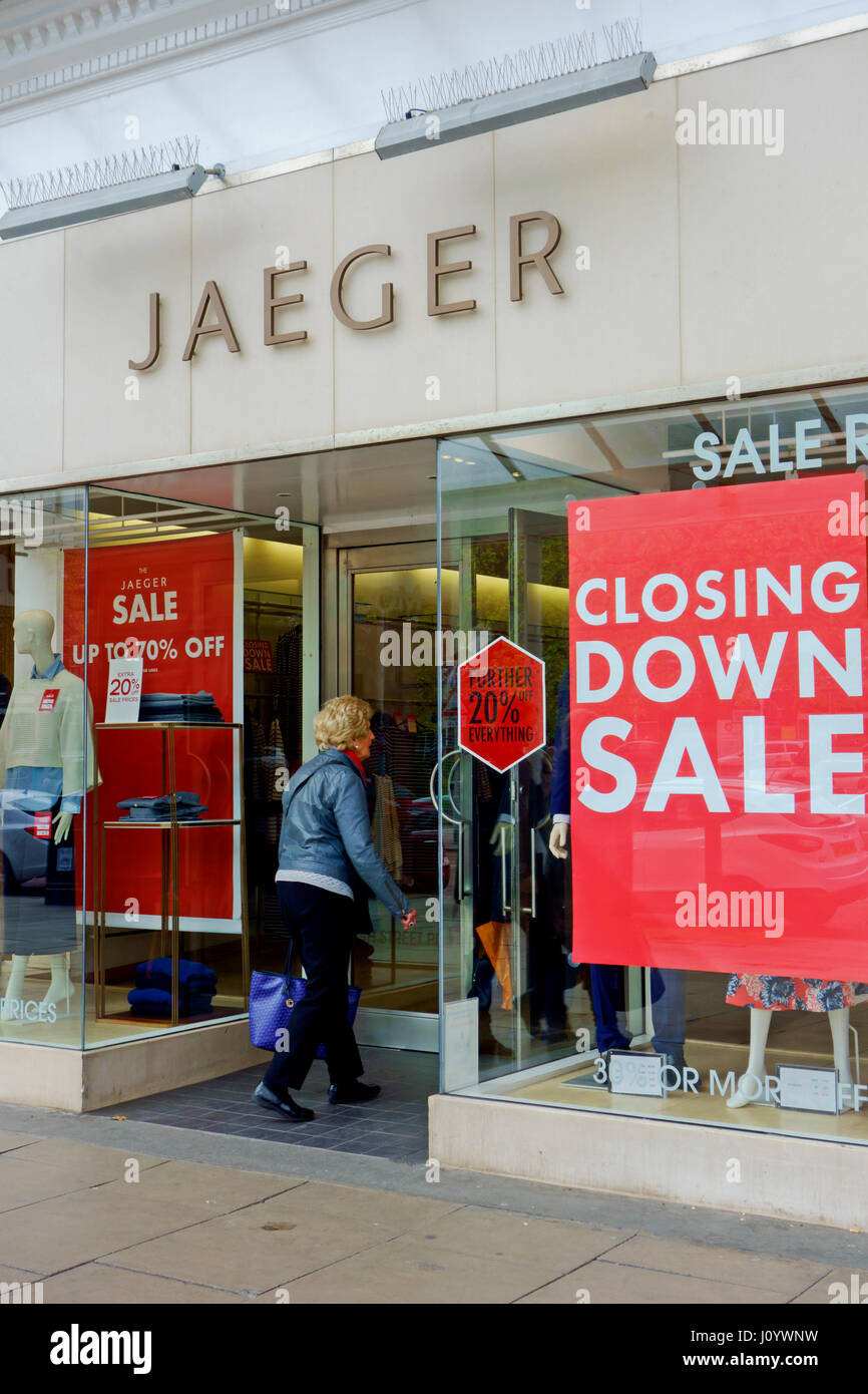 Closing down sale at Jaeger shop in Southport, Merseyside, UK Stock Photo