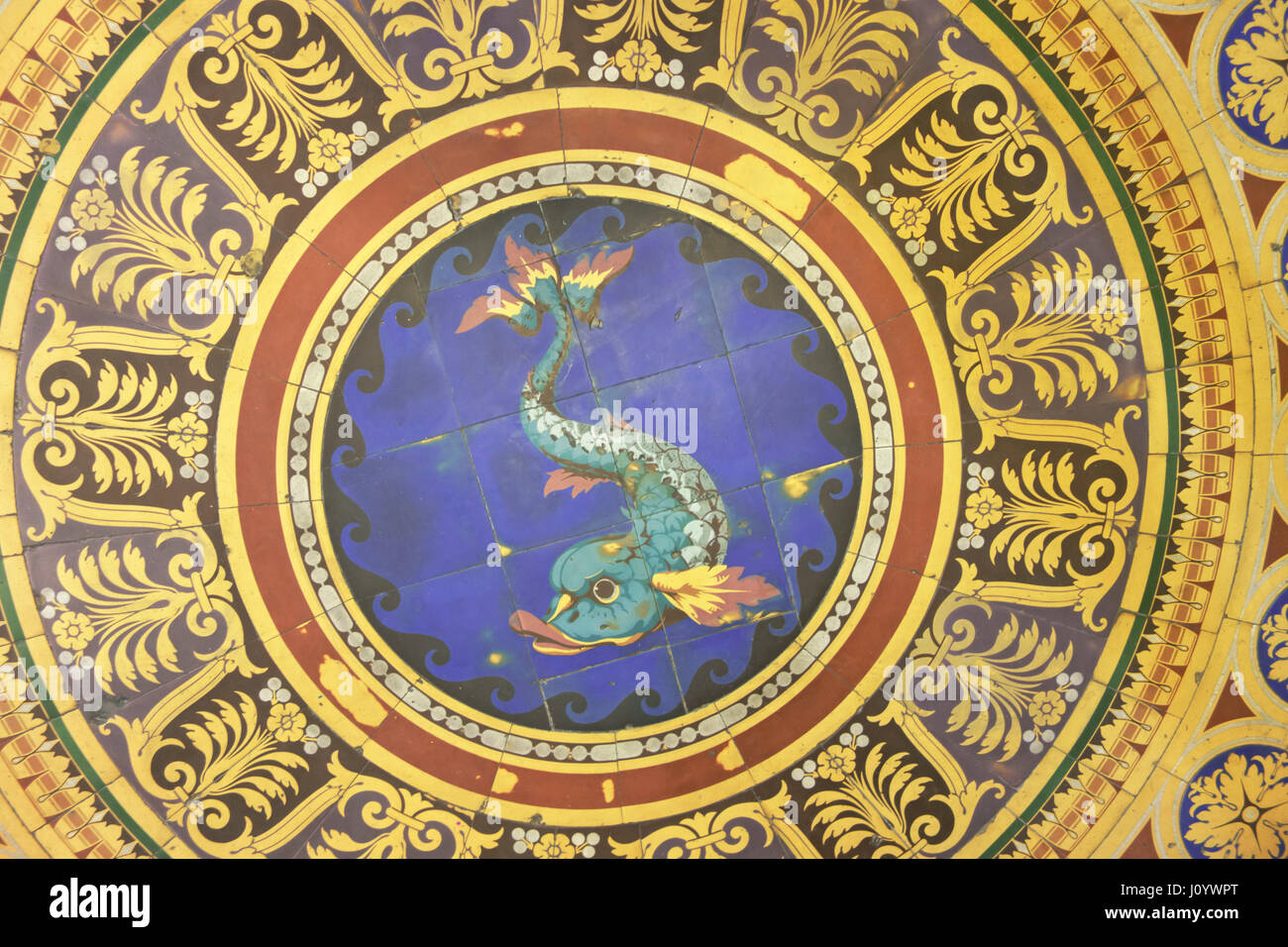 St George's Hall Liverpool. Detail of the Minton Tiled floor of the Great Hall. An encaustic tiled floor of more than 30,000 handcrafted tiles. Stock Photo