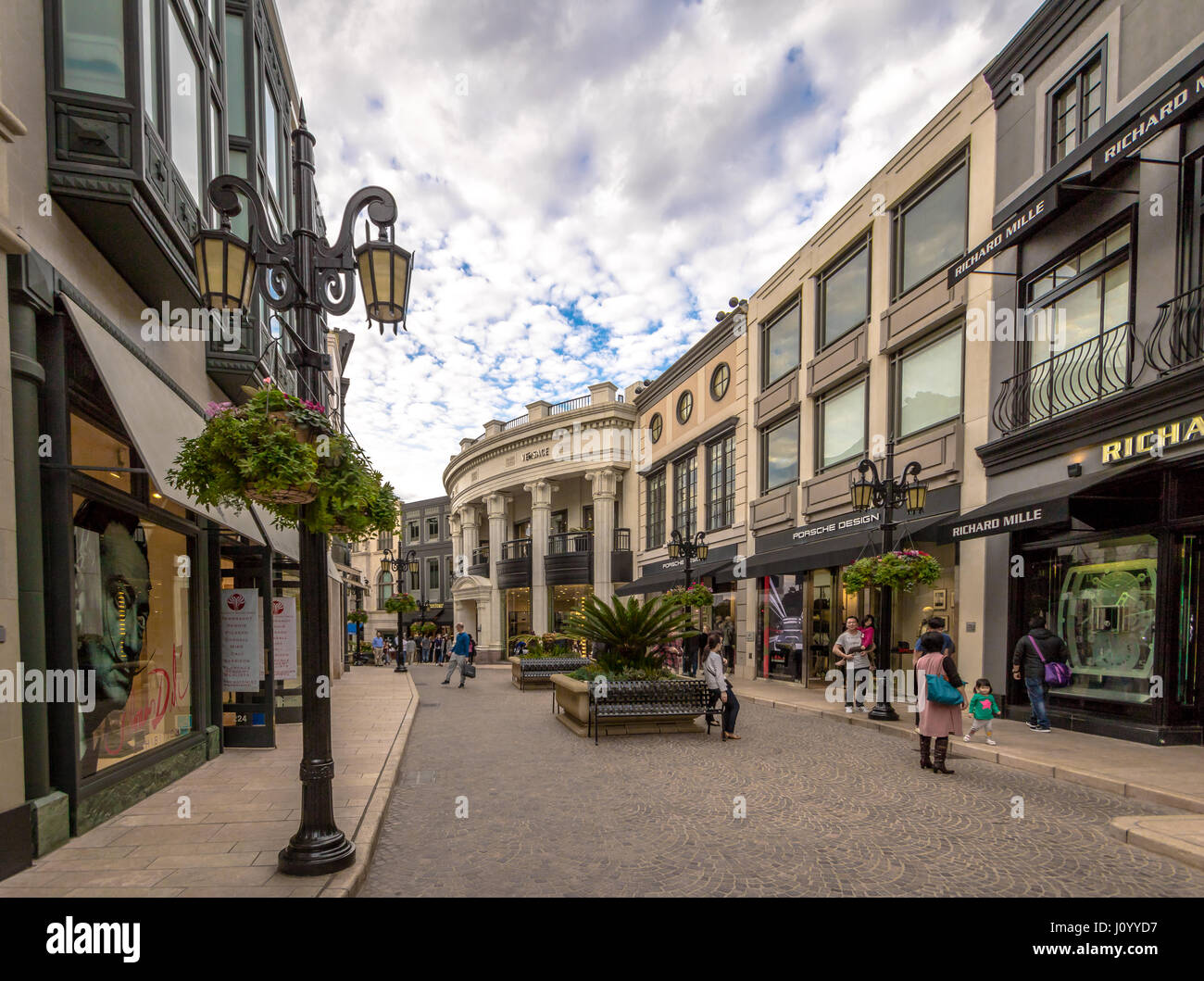 Rodeo Drive Street with stores in Beverly Hills - Los Angeles, California, USA Stock Photo