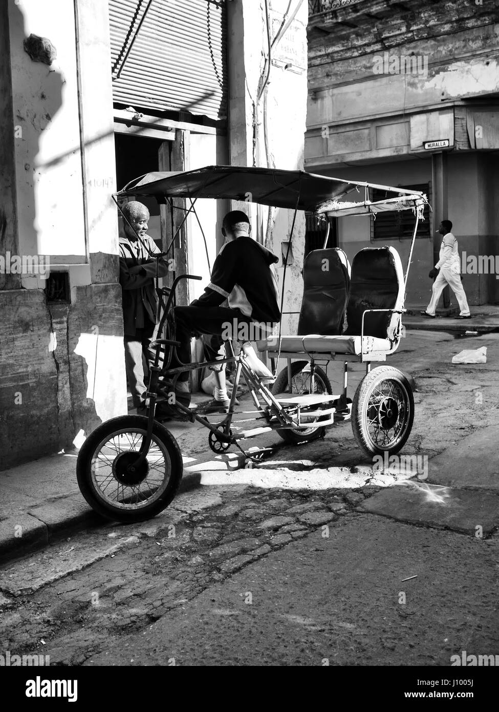 Bici-taxi in Havana, Cuba Stock Photo