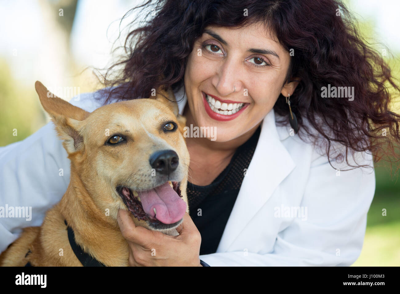 Closeup portrait, sweet moments healthcare professional in white lab