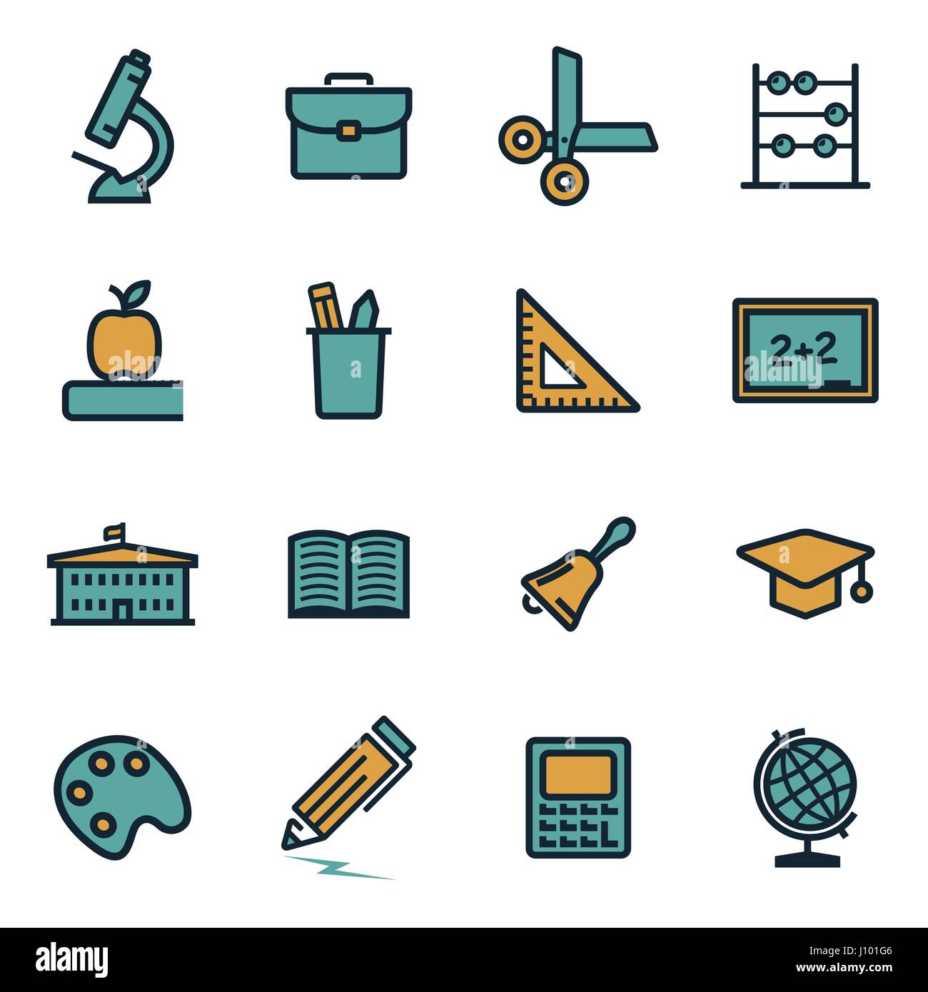 Vector flat education icons set on white background Stock Vector Image ...