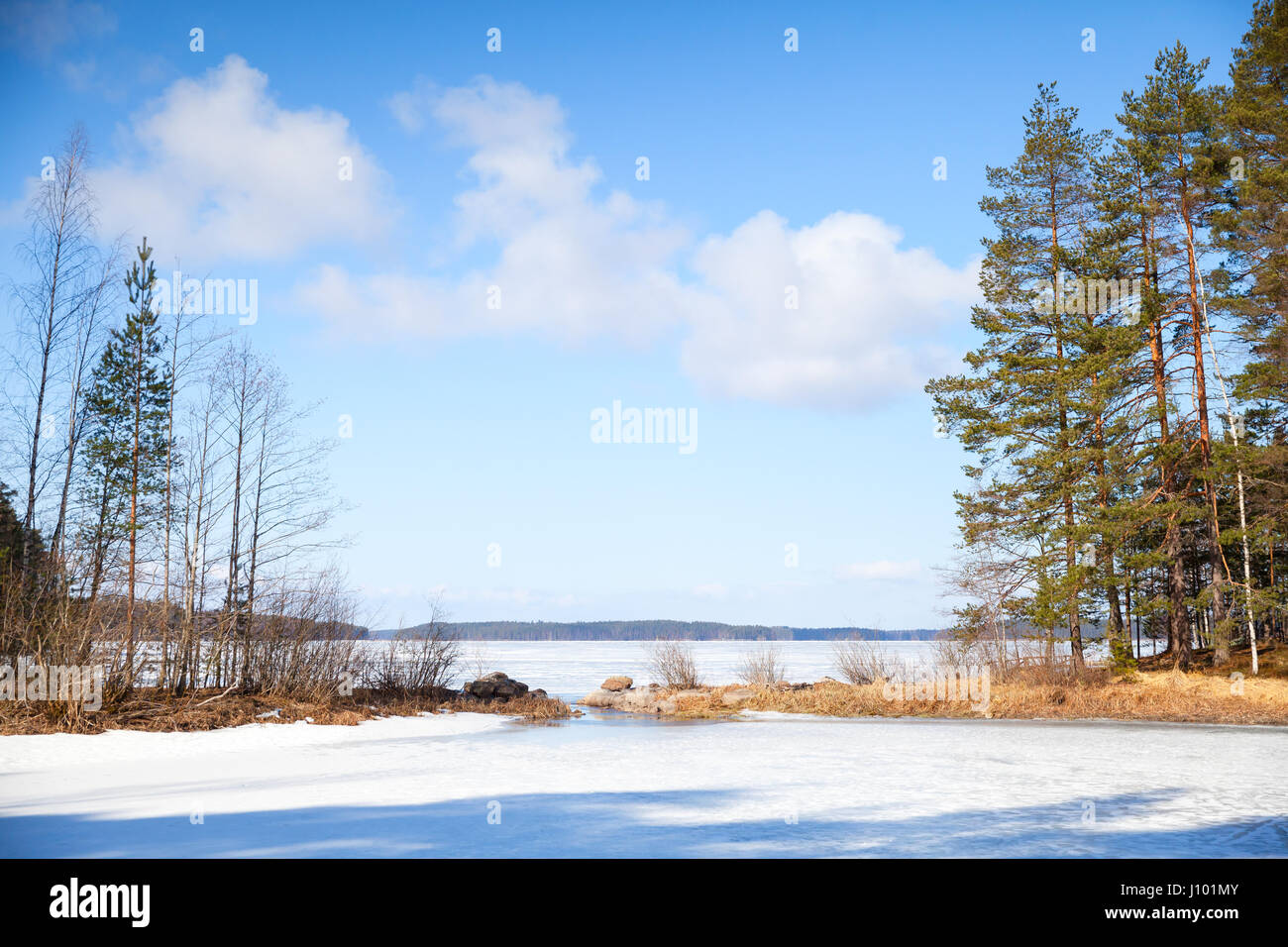 Spring Finnish landscape. Saimaa lake, Imatra, Finland Stock Photo Alamy