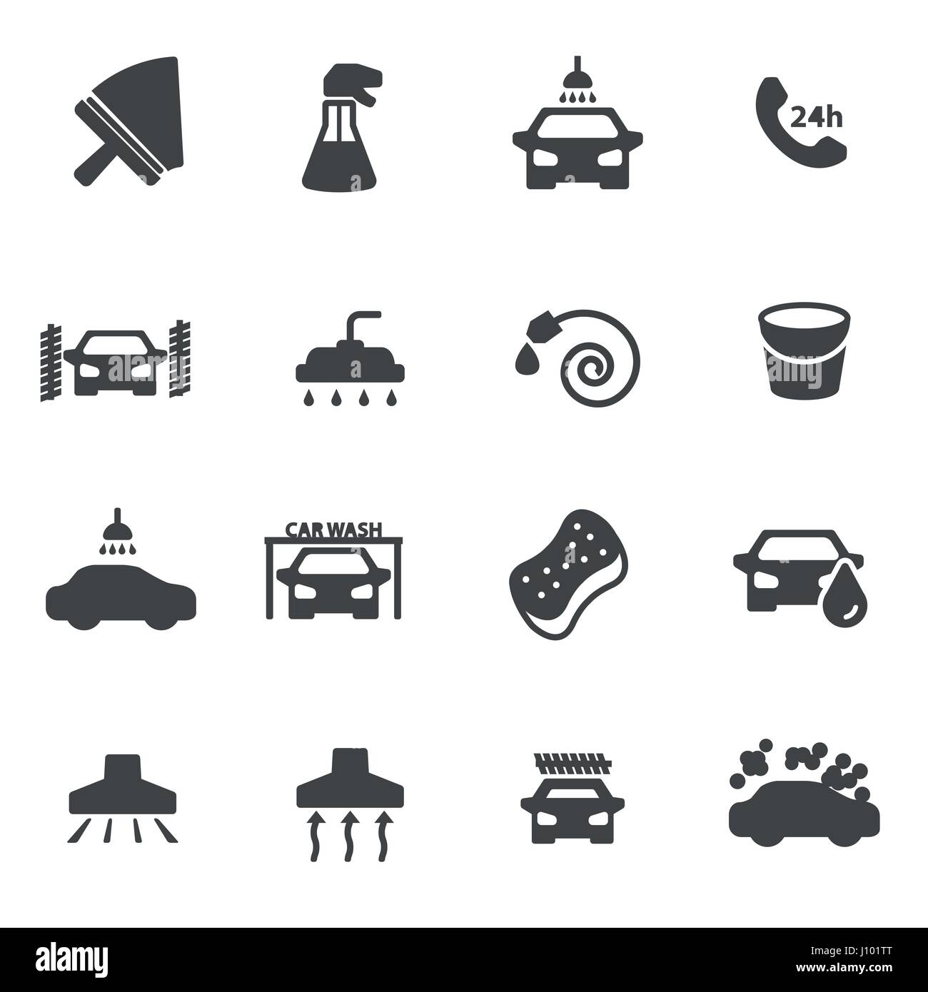 Vector black car wash icons set on white background Stock Vector Image ...