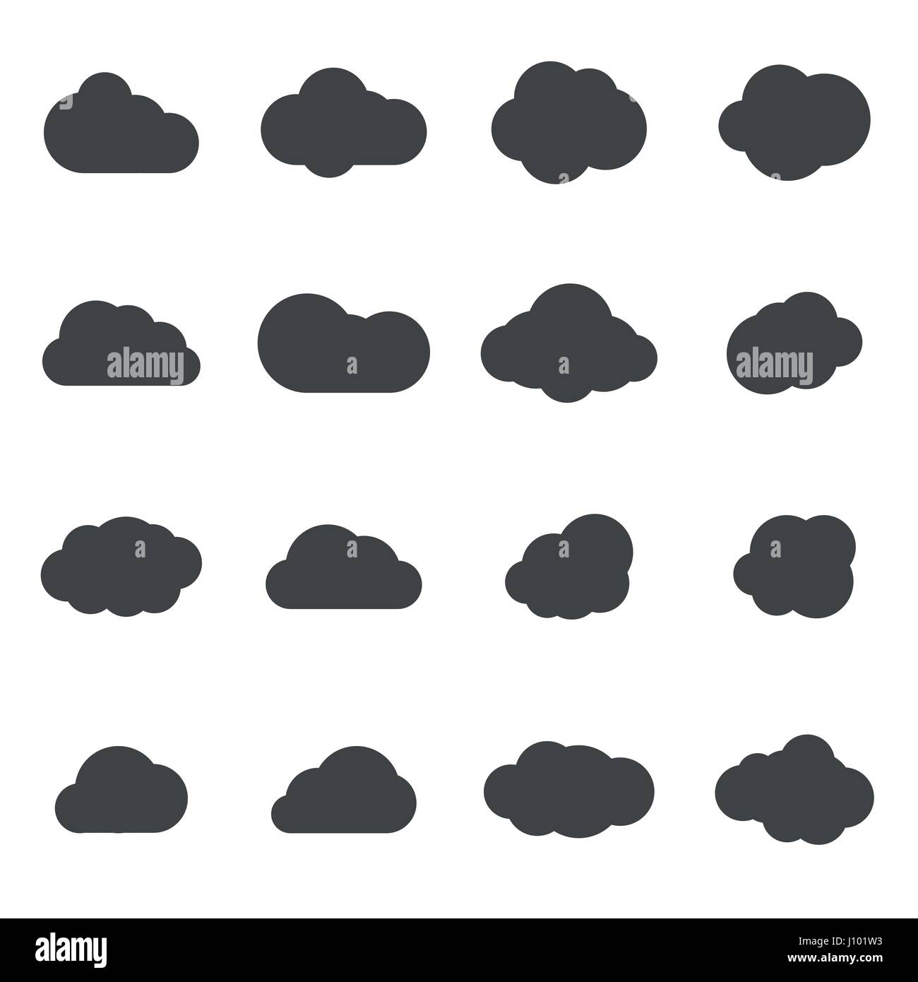 Vector black cloud icons set on white background Stock Vector Image ...