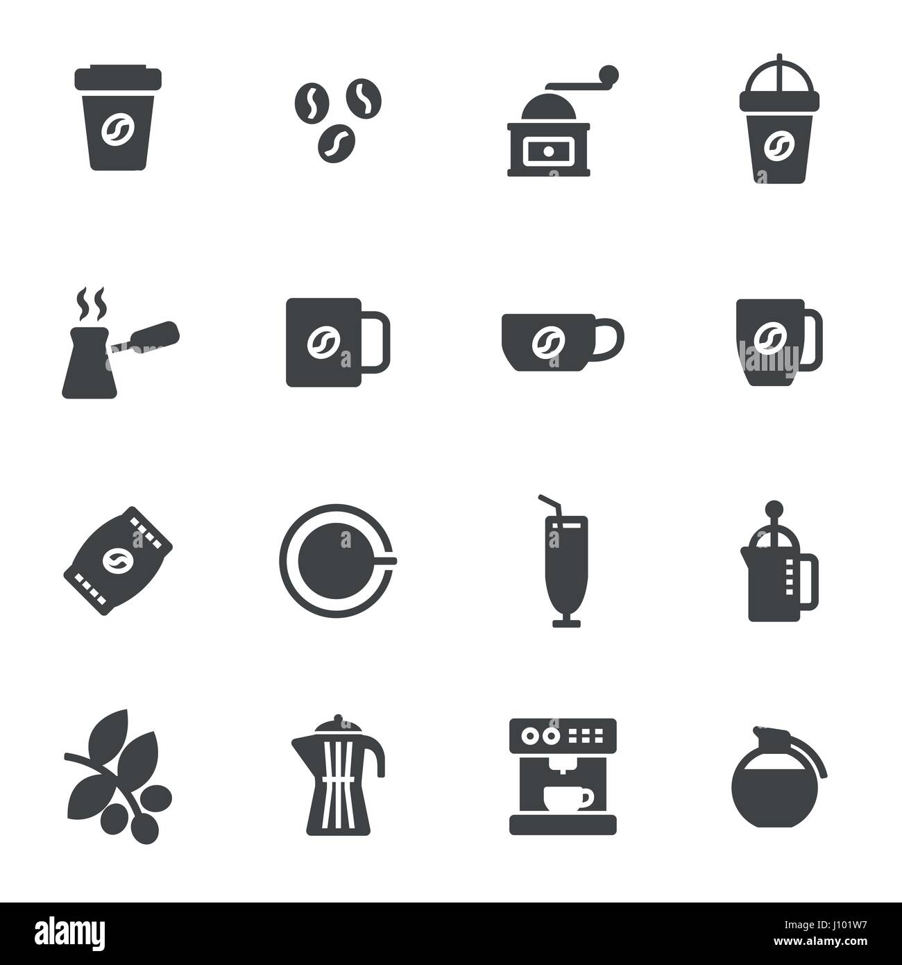 Vector black coffee icons set on white background Stock Vector Image ...