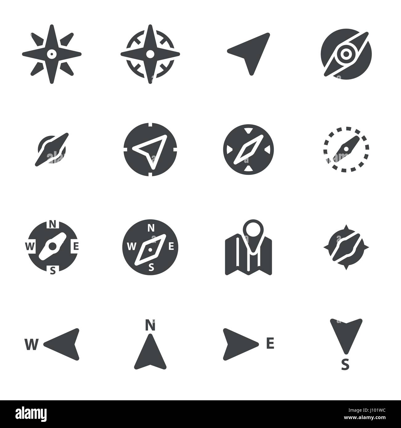 Vector Black Compass Icons Set On White Background Stock Vector Image ...