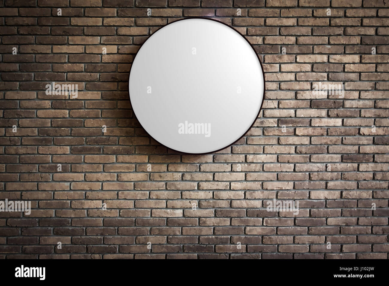Template of Circle Lightbox logo on the dark red brick wall Stock Photo ...