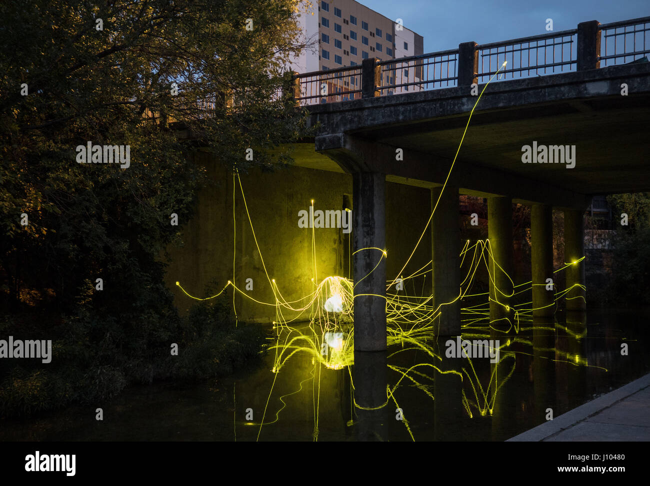 “The Natural Unnatural” art installation at the Waller Creek Show, an exhibition in Austin, Texas by Clark Richardson Architects Stock Photo