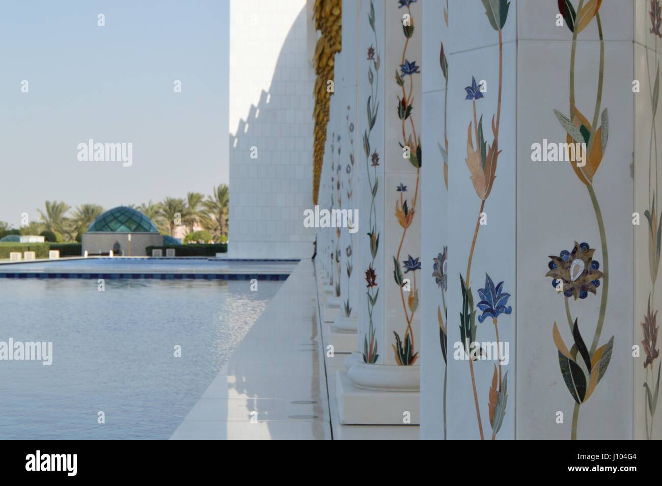 Islamic patterns on mosque pillars Stock Photo