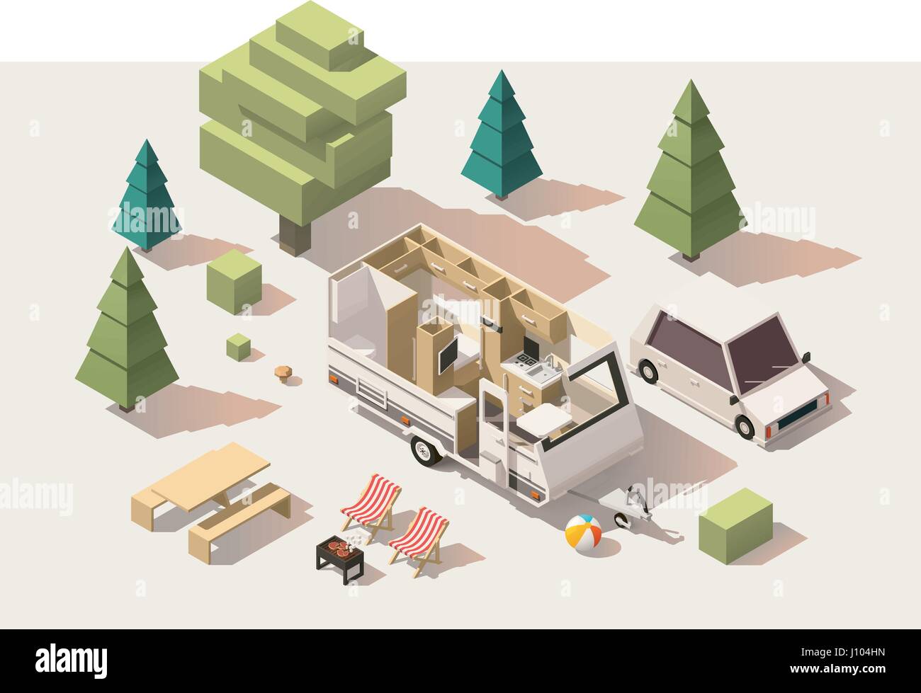 Vector isometric low poly camping equipment Stock Vector Image & Art ...