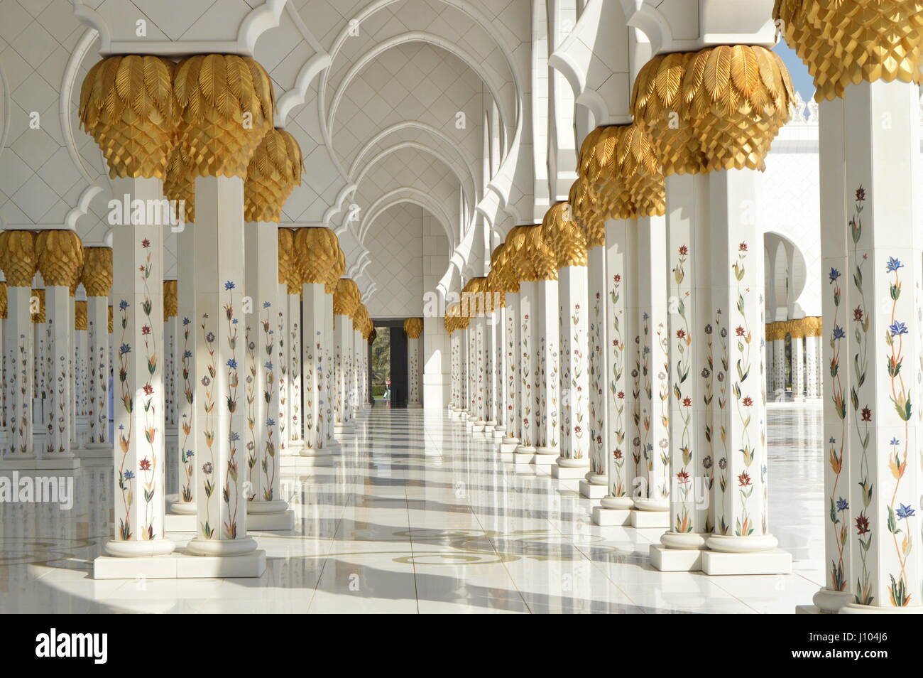Sheikh Zayed Grand Mosque pillars Stock Photo