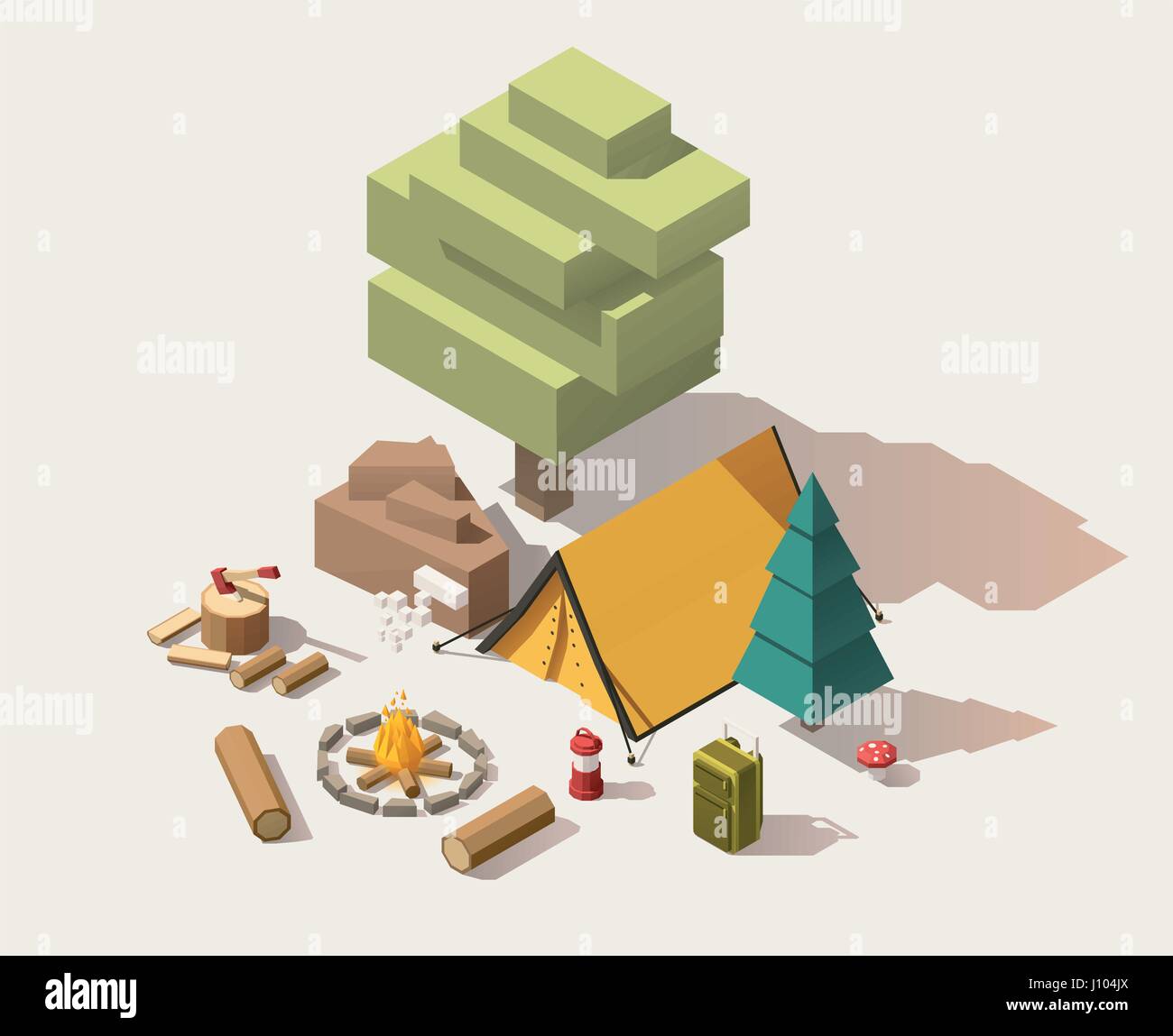 Vector isometric low poly campsite Stock Vector Image & Art - Alamy