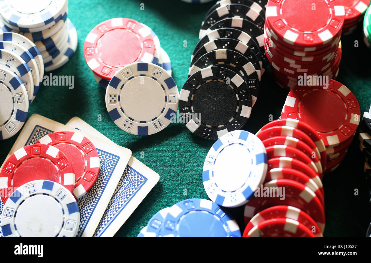 poker chips on the table Stock Photo