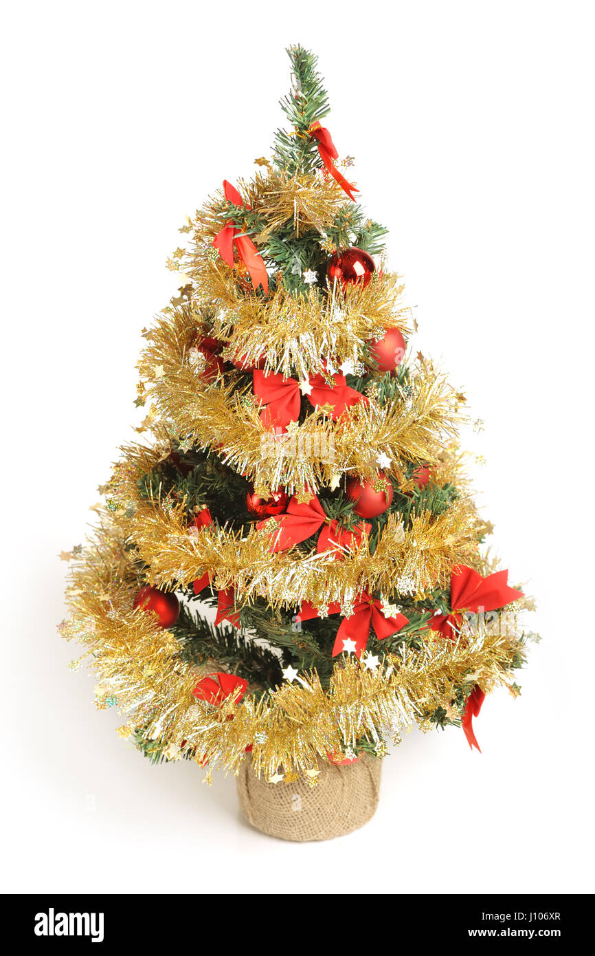 Decorated Christmas tree isolated on white background Stock Photo - Alamy