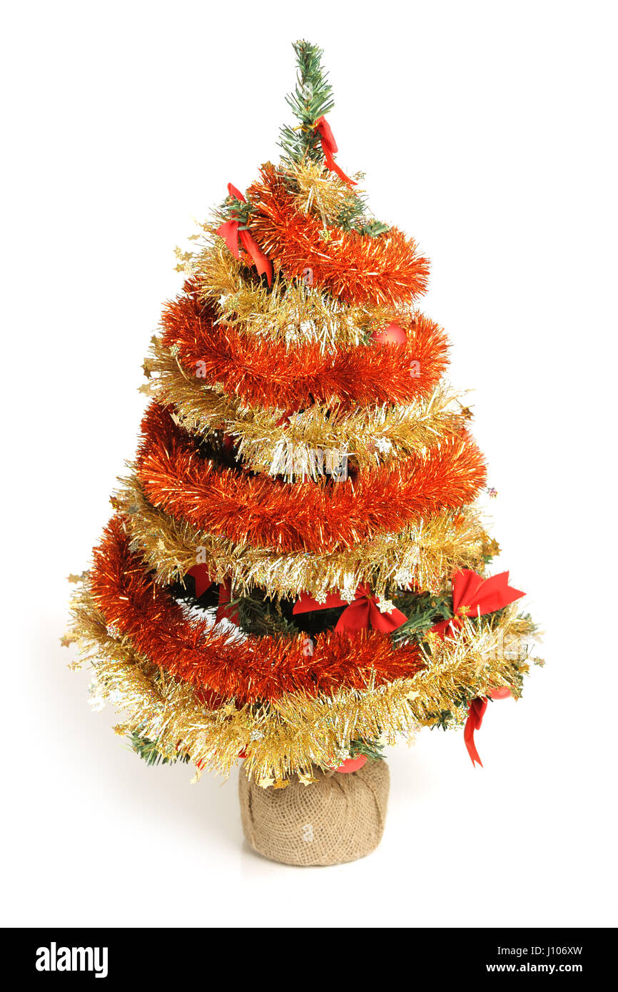Decorated Christmas tree isolated on white background Stock Photo - Alamy