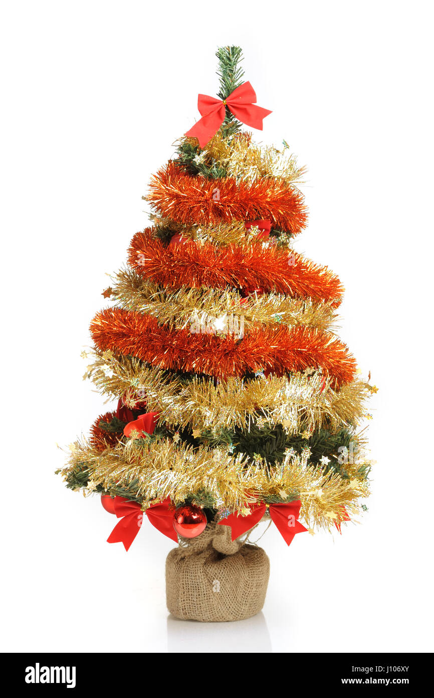 Decorated Christmas tree isolated on white background Stock Photo - Alamy