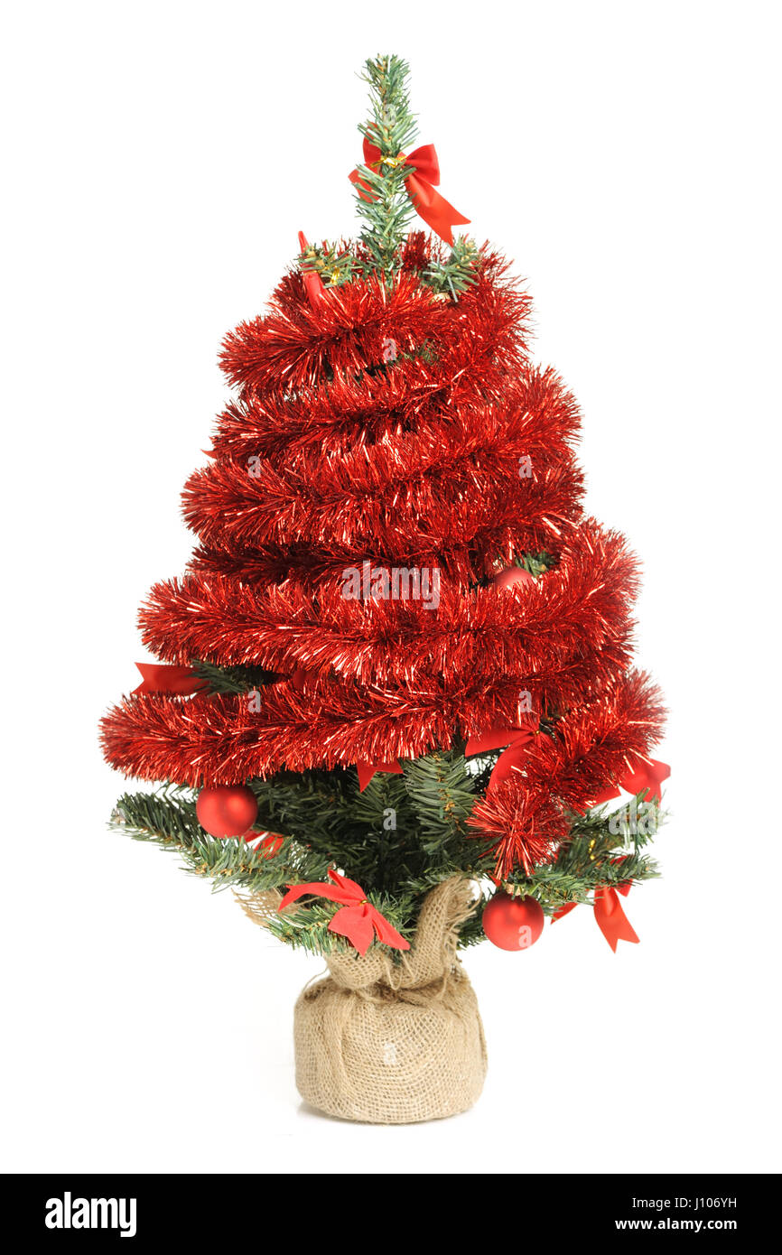 Decorated Christmas tree isolated on white background Stock Photo - Alamy