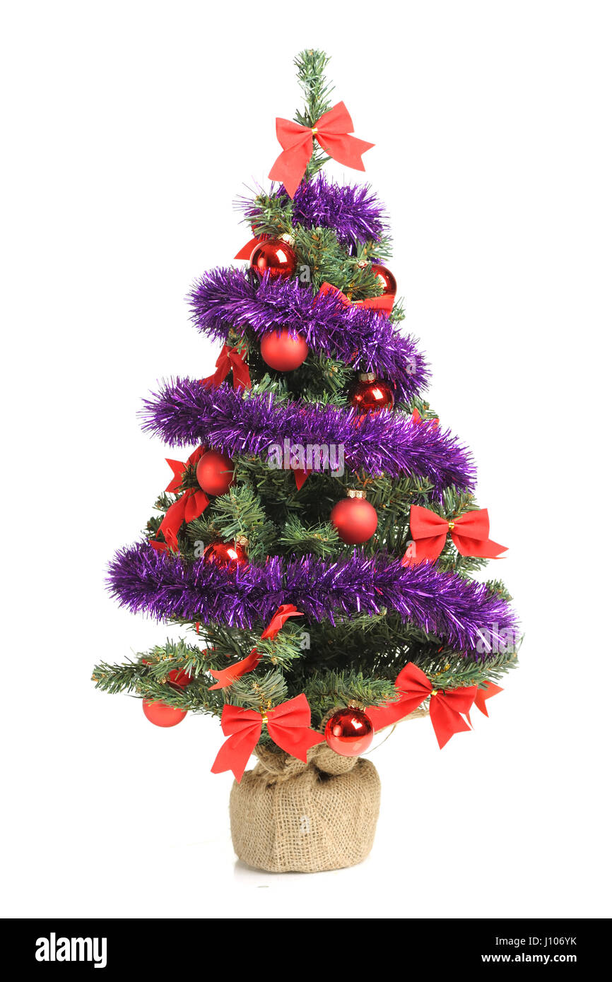 Decorated Christmas tree isolated on white background Stock Photo - Alamy