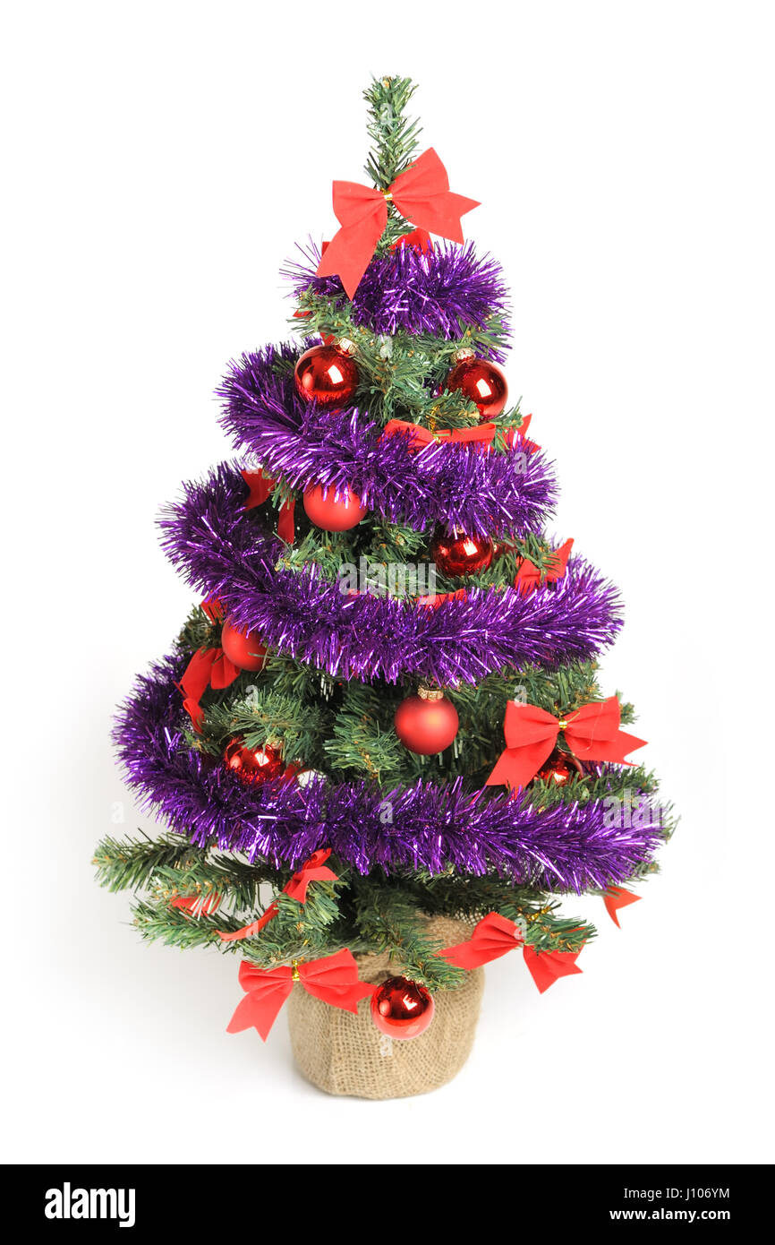 Decorated Christmas tree isolated on white background Stock Photo - Alamy